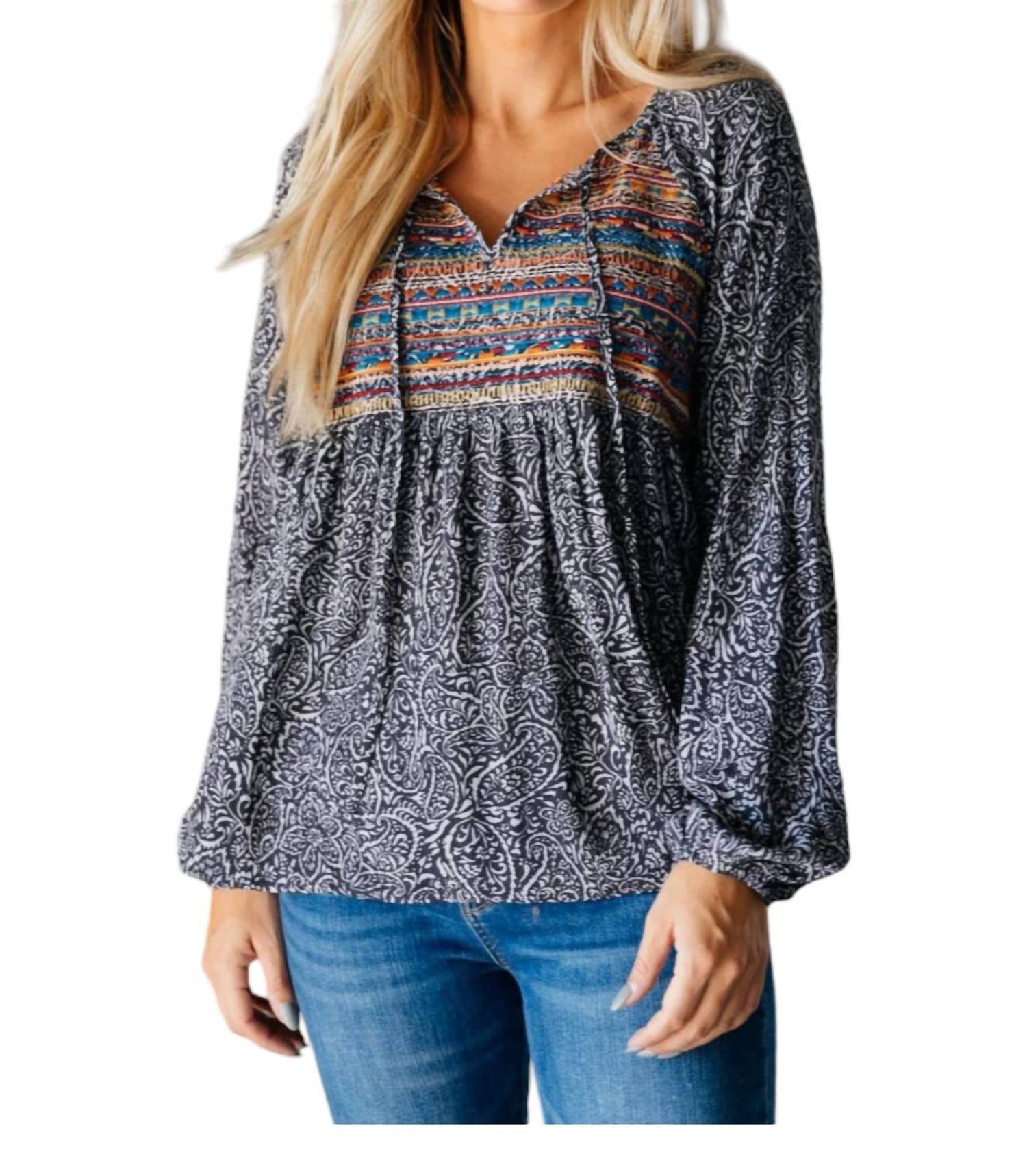 Boho Tunic Long Sleeve In Black 7772300476476