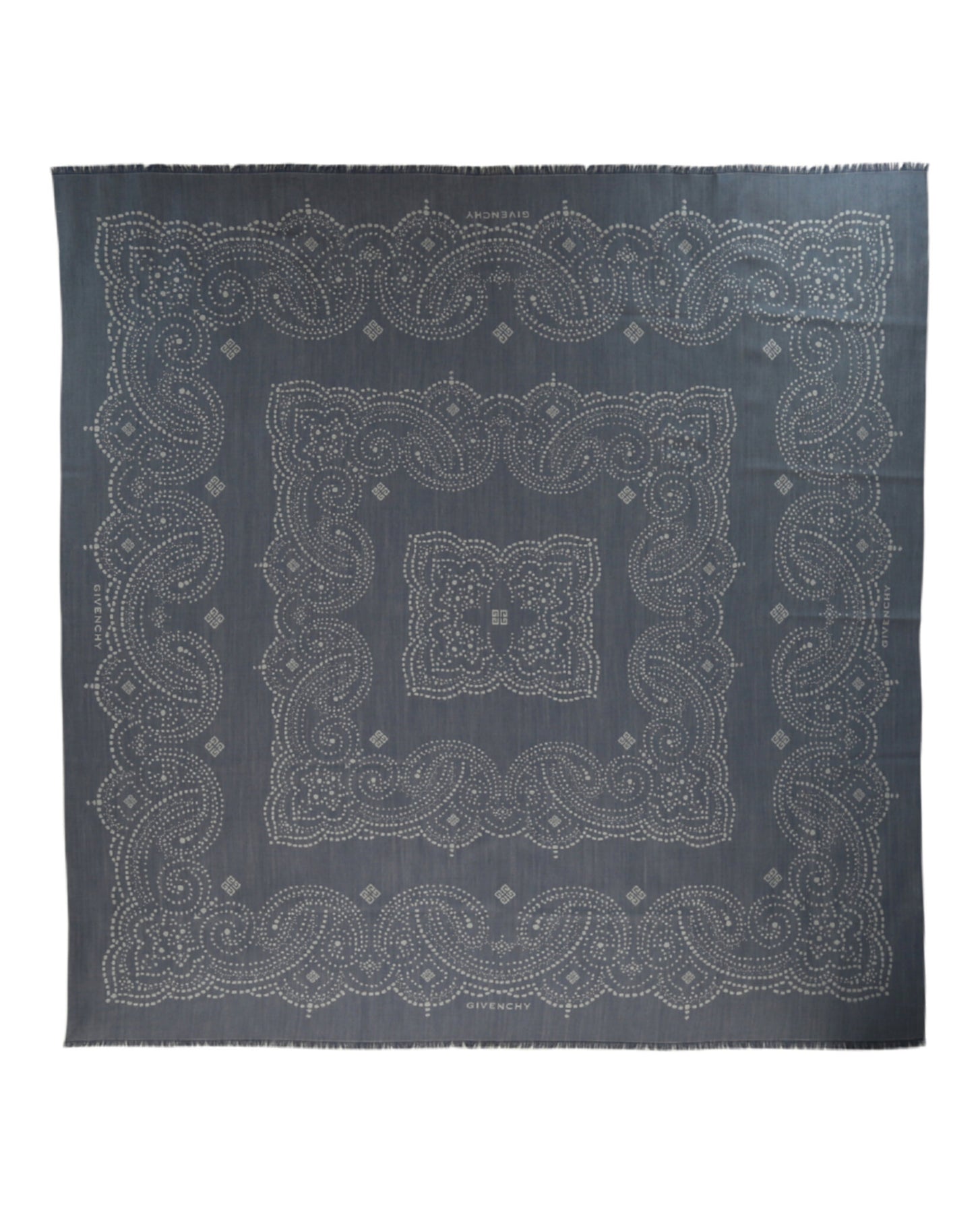 Bandana Patterned Wool and Silk Blend Shawl 7154725453884