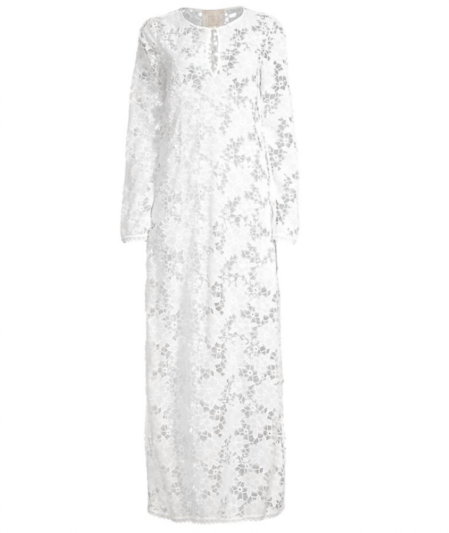 Women's Garden Lace Maxi Dress In White