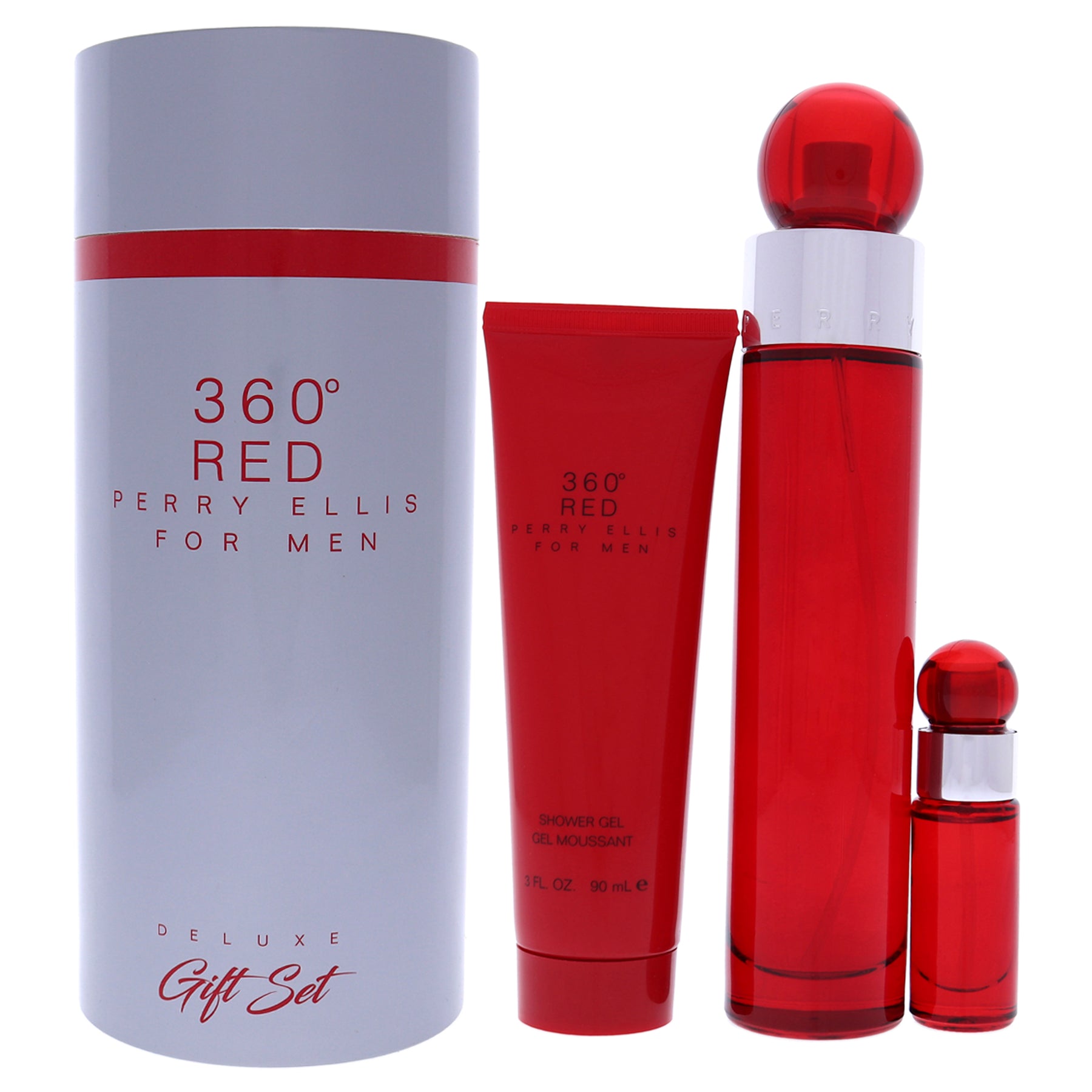 360 Red by Perry Ellis for Men - 3 Pc Gift Set 3.4oz EDT Spray, 7.5ml EDT Mini Spray, 3oz Shower Gel 7831168974908