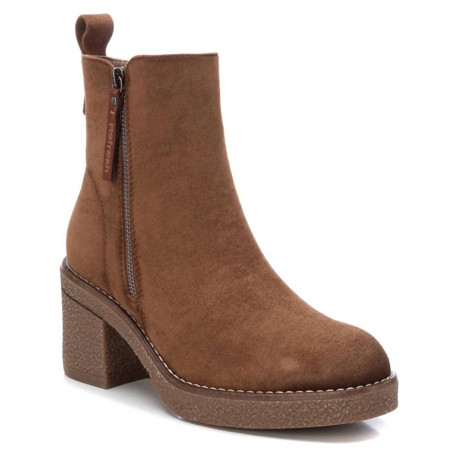 Women's Suede Booties In Camel 7660445663292