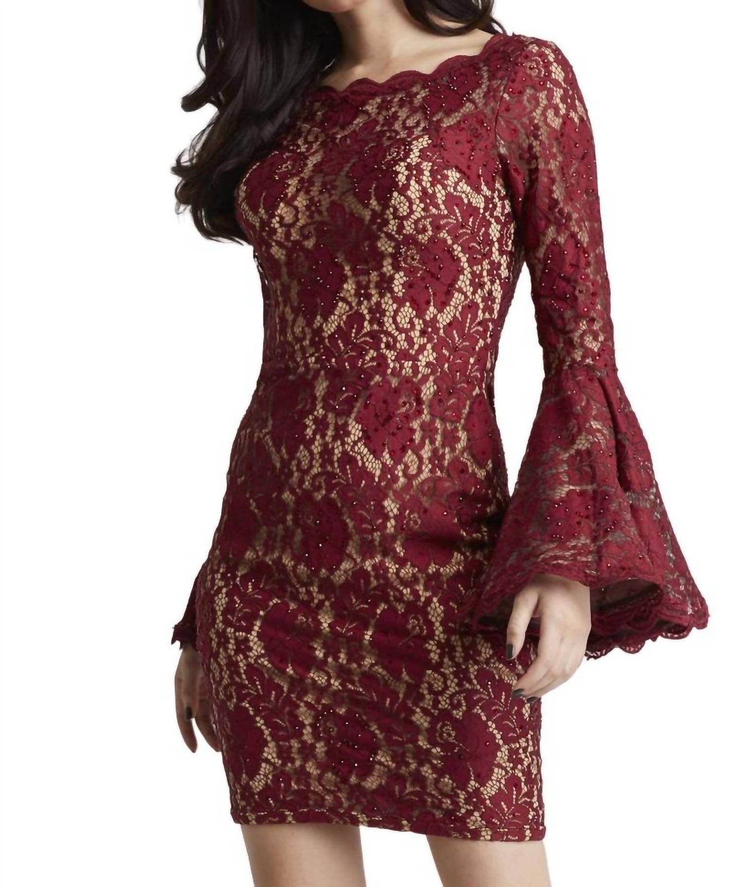 Short Sequin Dress In Black Nude