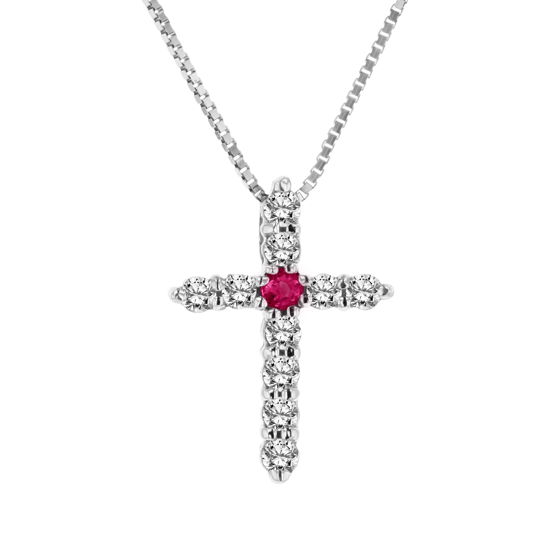 0.18ctw Diamond and Ruby Cross in 14K Gold