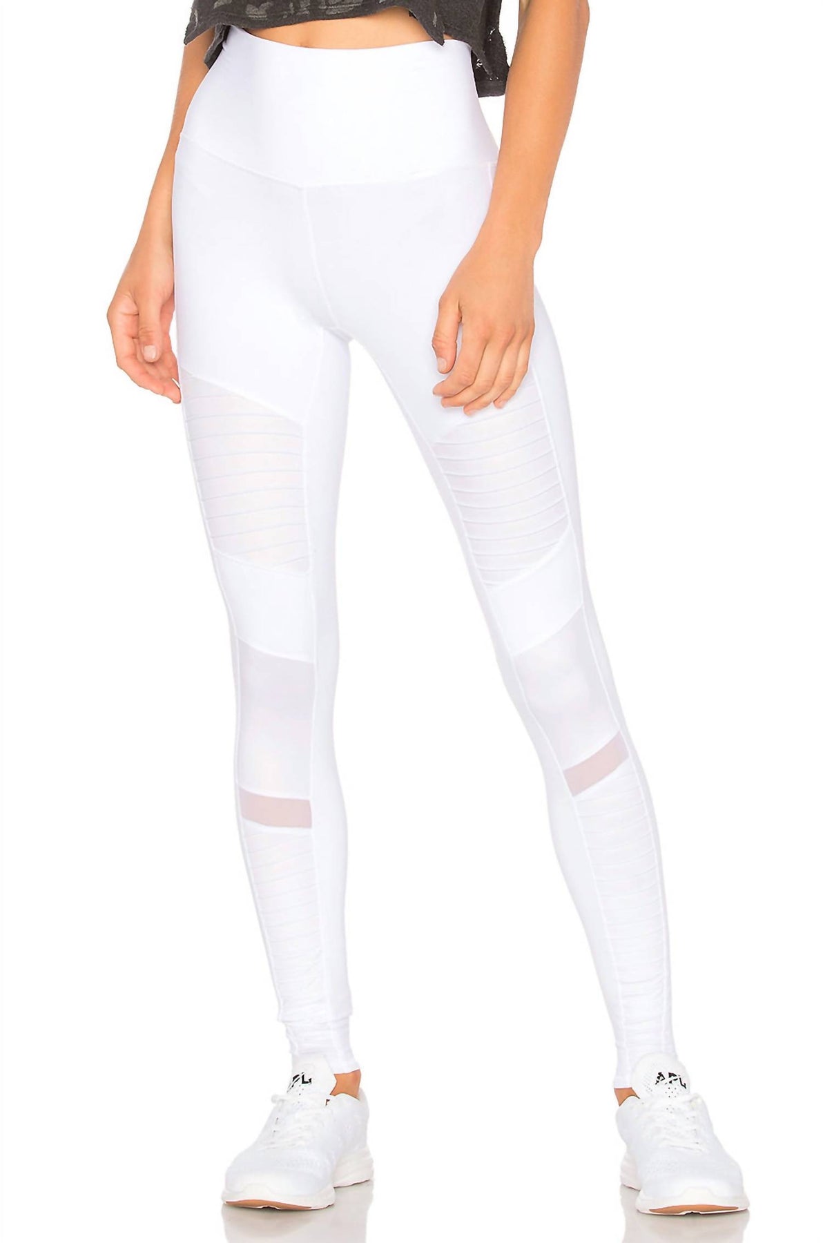 High Waisted 7/8 Moto Legging In White