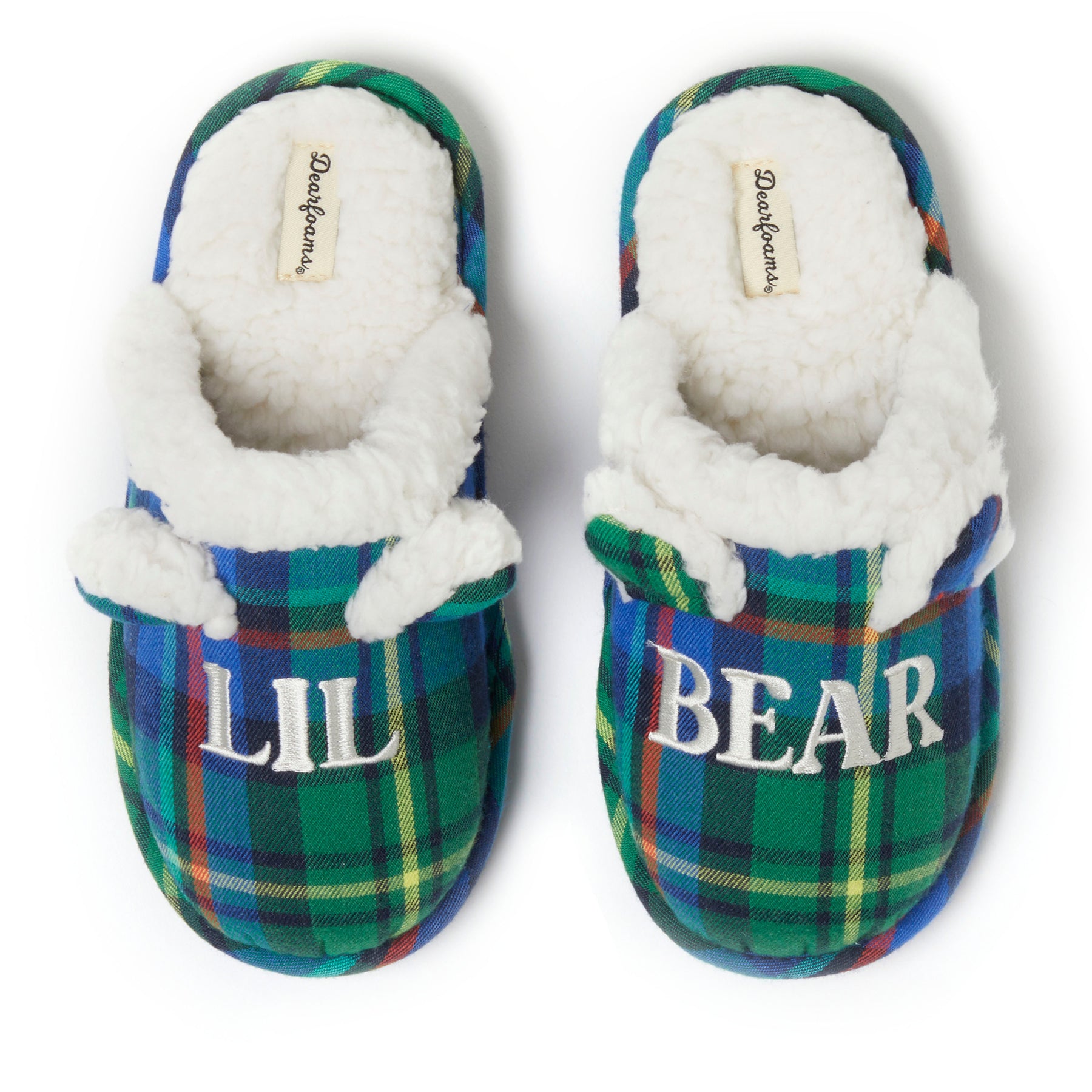 Dearfoams Kids Lil Bear Plaid Scuff Slipper 7271589052476