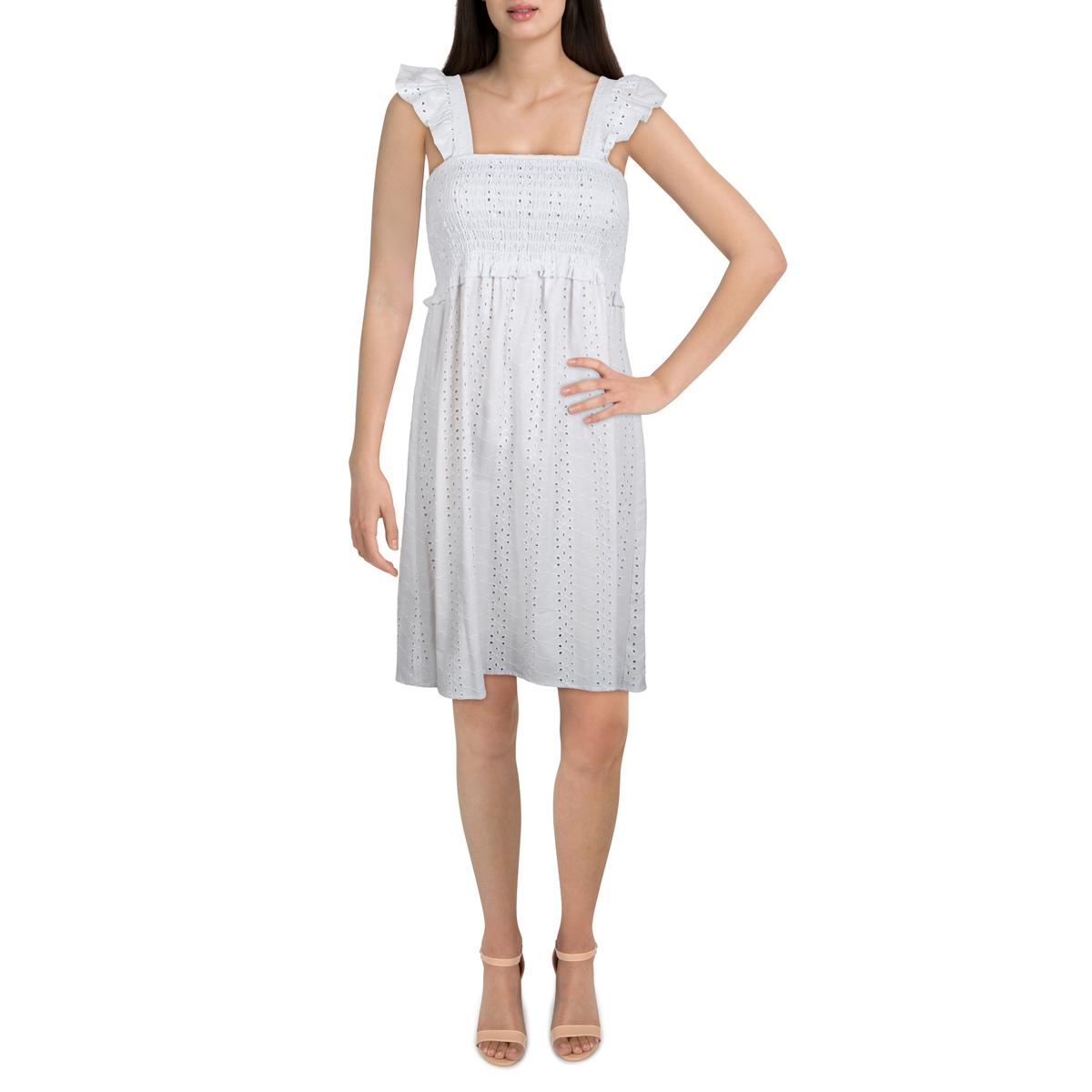 Eyelet Smocked Mini Dress