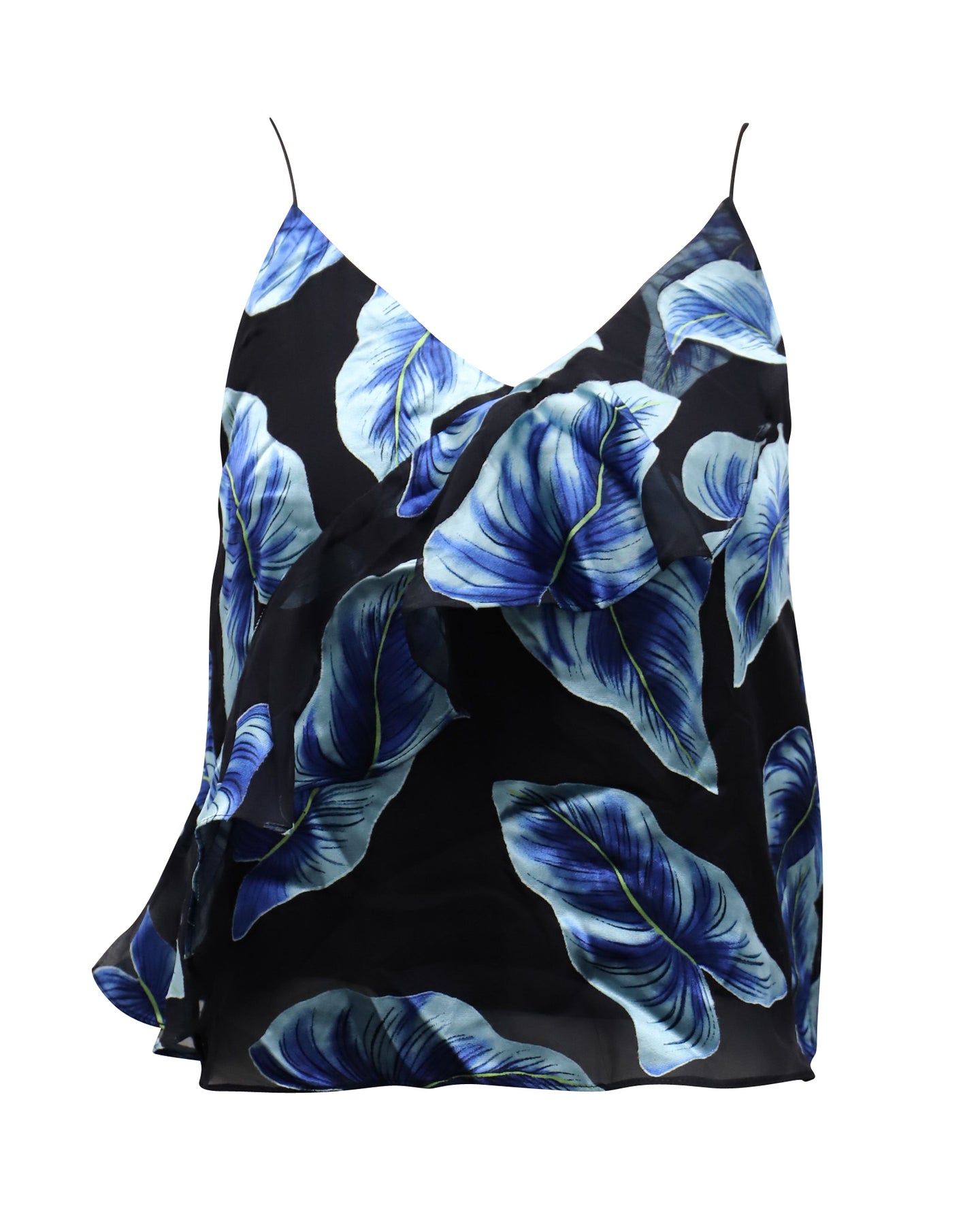 Alice & Olivia Delaina Floral Tank Top in Blue Silk 7772306309180