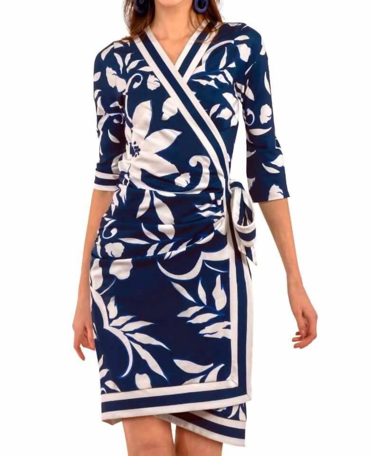 Wrap Me Up Dress - Full Bloom In Navy Blue 7744982777916