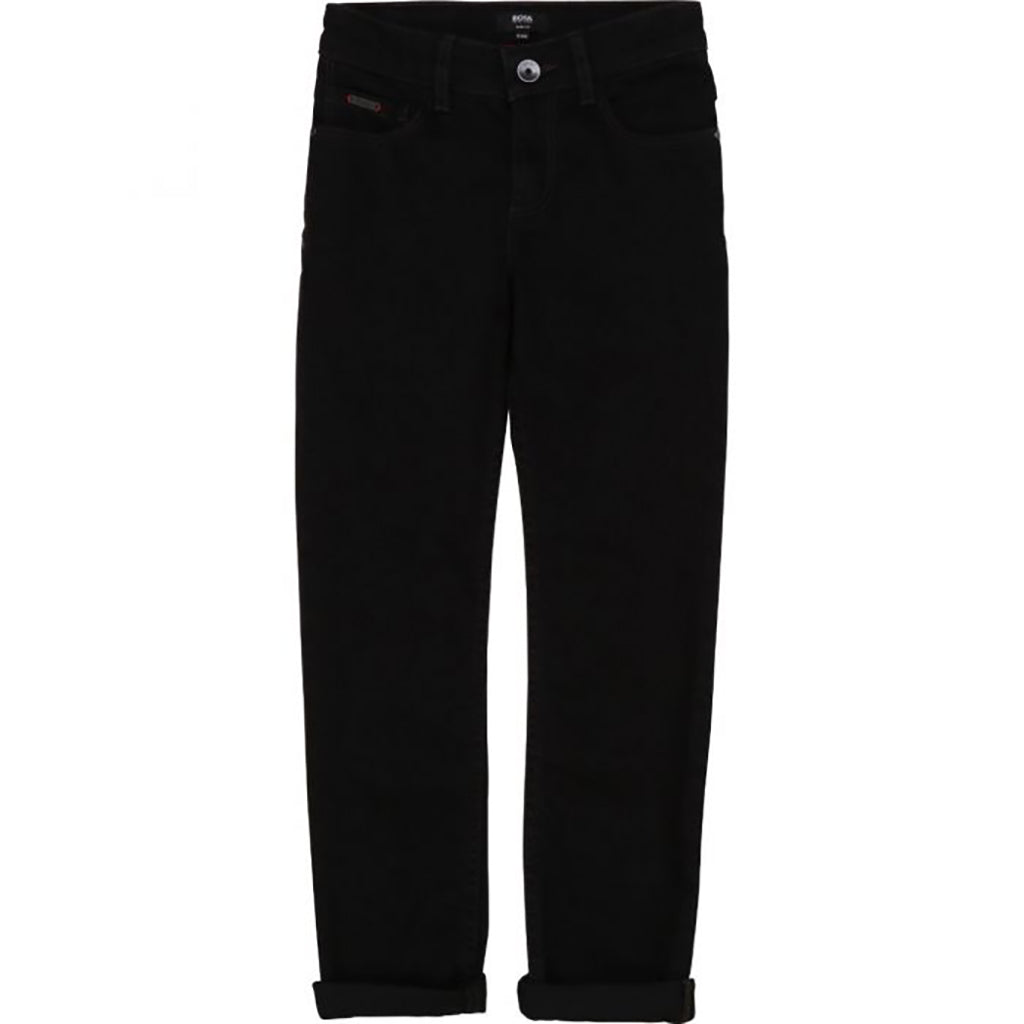 Black Split-Toned Logo Jeans