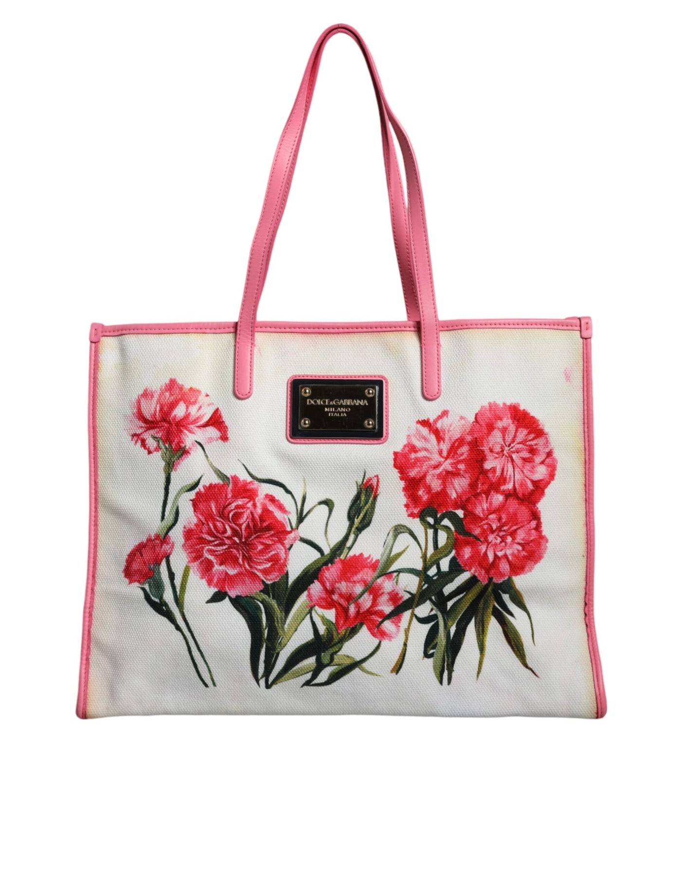 Dolce & Gabbana Canvas Rose Embroidery Women Shopping Tote Women's Bag (Pre-Owned)