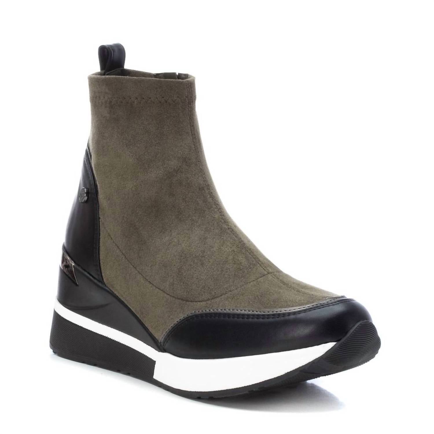 Women's Suede Wedge Booties In Open Green