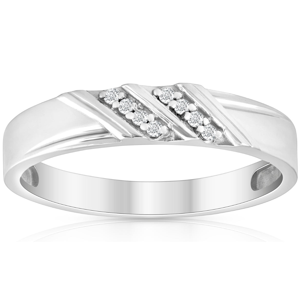 1/10ct Diamond Mens Ring 14K White Gold 7686640304188