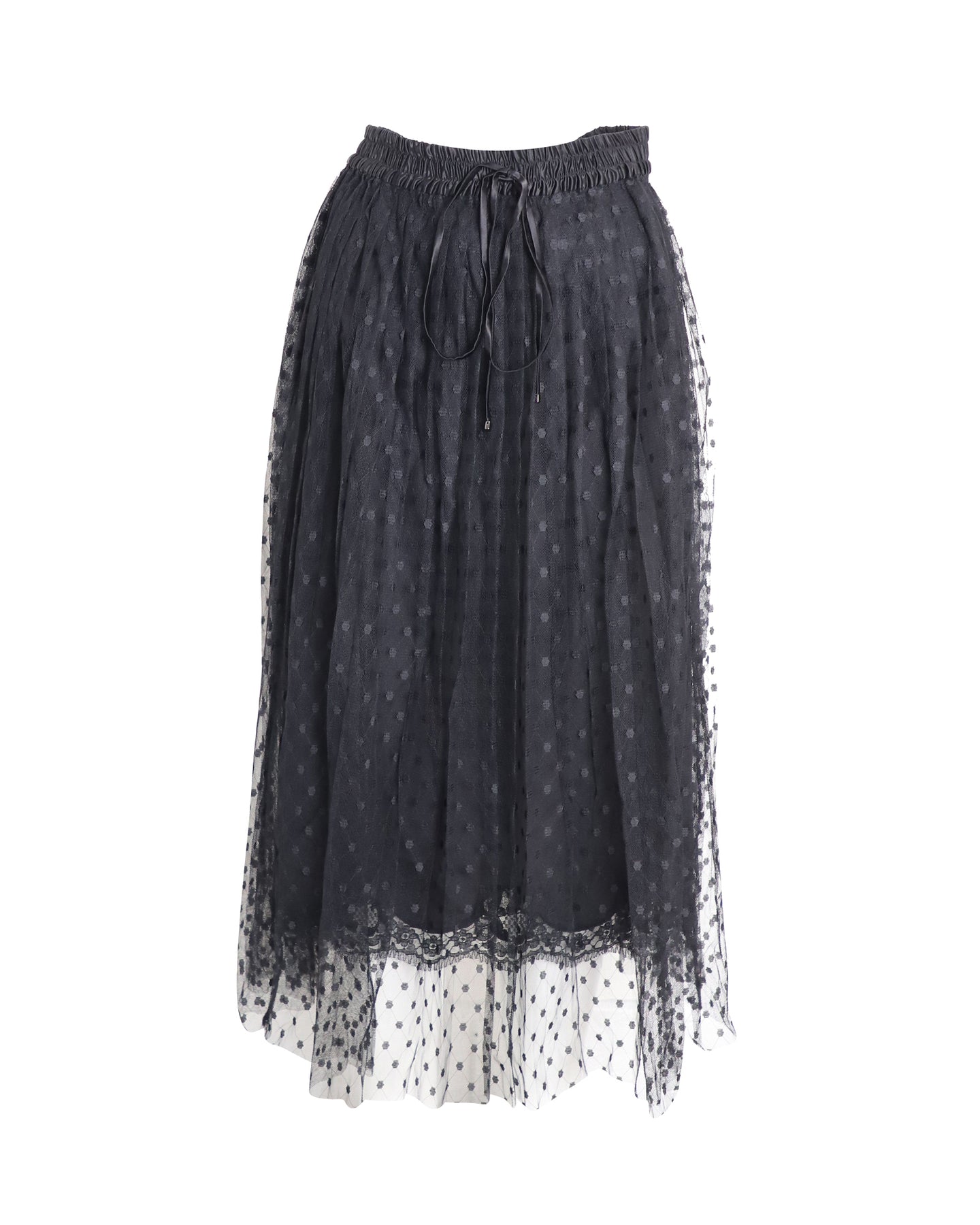 Dolce & Gabbana Tulle Point D'esprit Midi Skirt in Black Polyamide 7802214744124