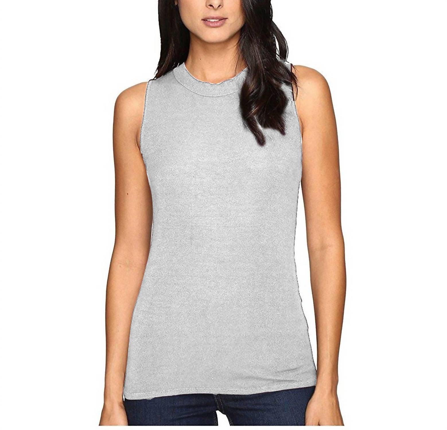 Krystine-Sleeveless Rib Tank Top In Granite Grey