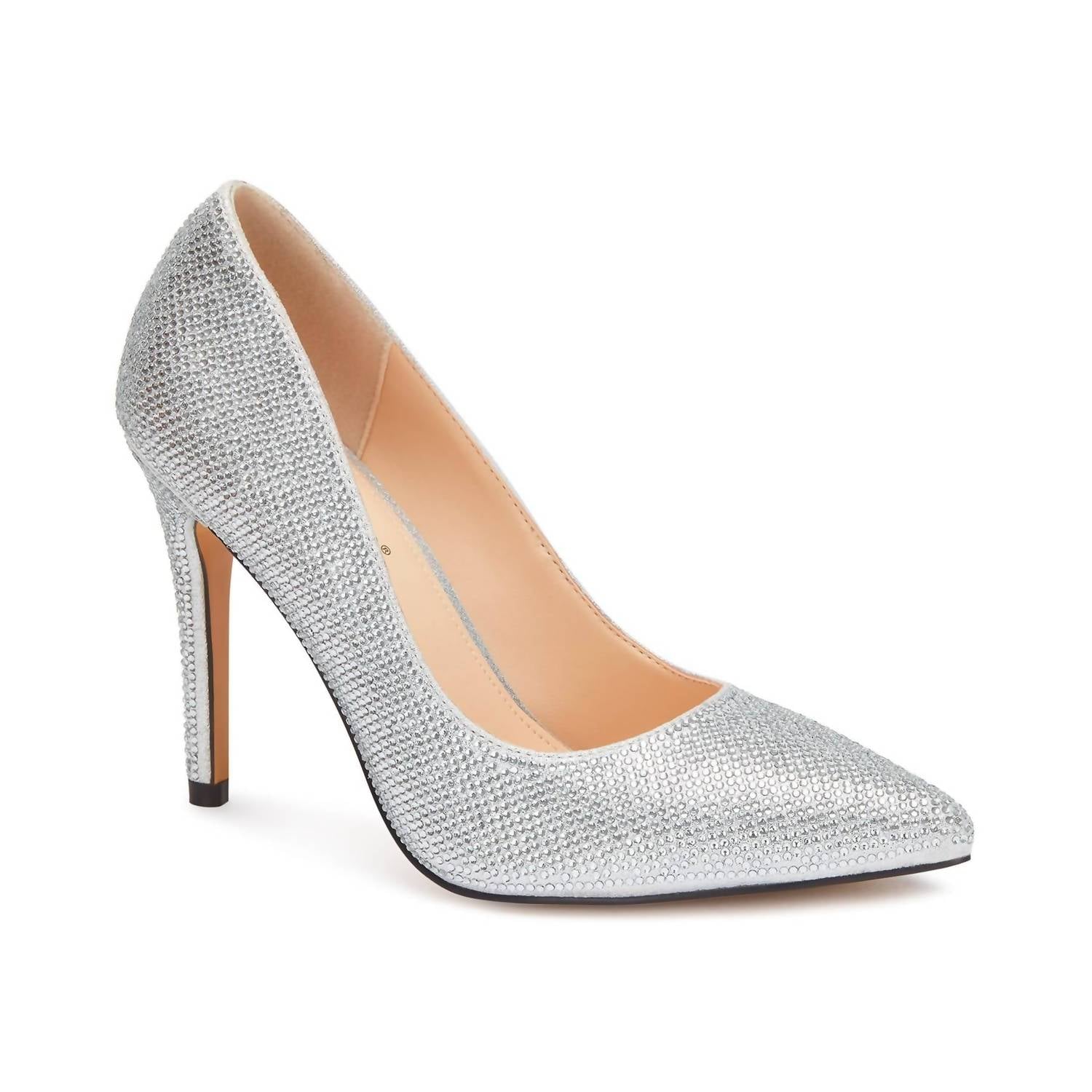 Women's High Heels With Rhinestones In Silver 7800752865340