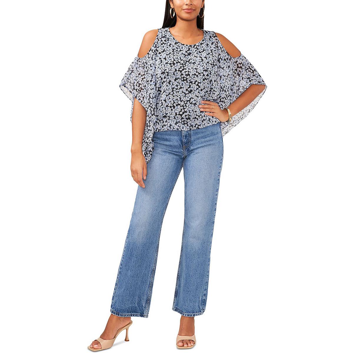 Cold Shoulder Floral Print Blouse