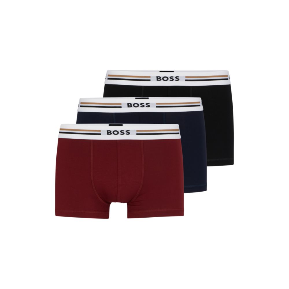 Three-pack of soft-touch stretch trunks with logo waistbands