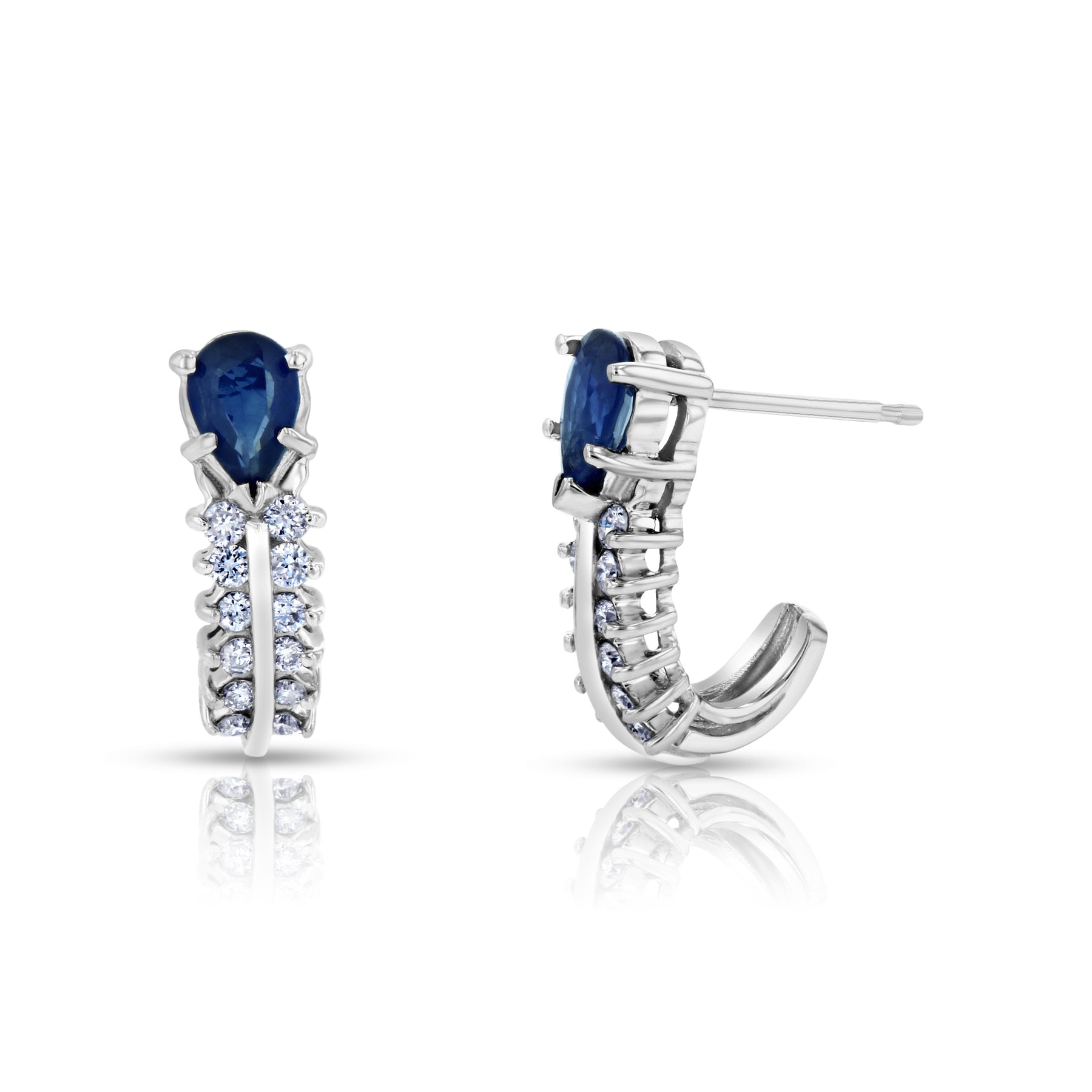 0.30ctw Diamonds and Sapphire Earrings in 14k White Gold