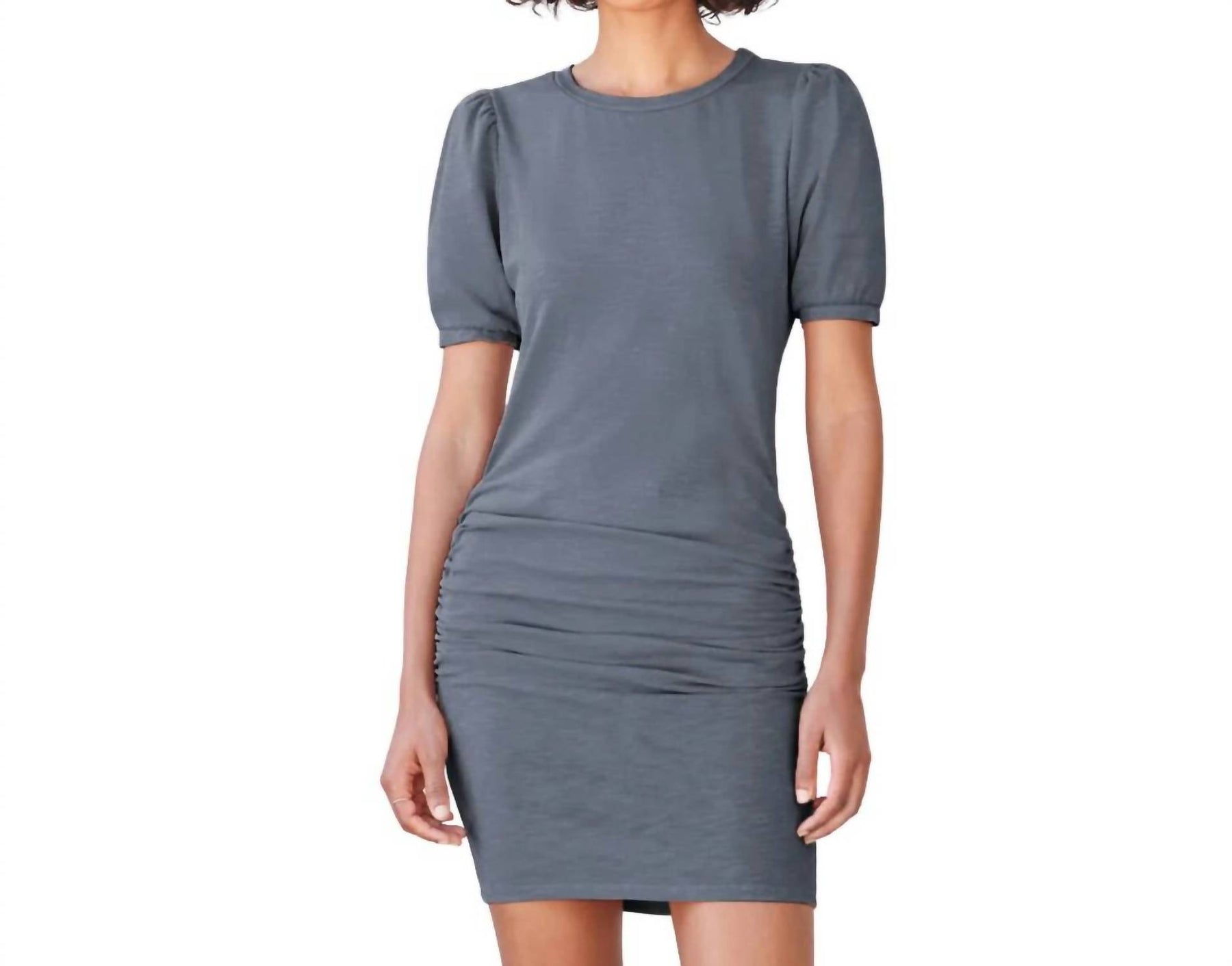 Puff Sleeve Mini Dress In Pigment Vintage Black