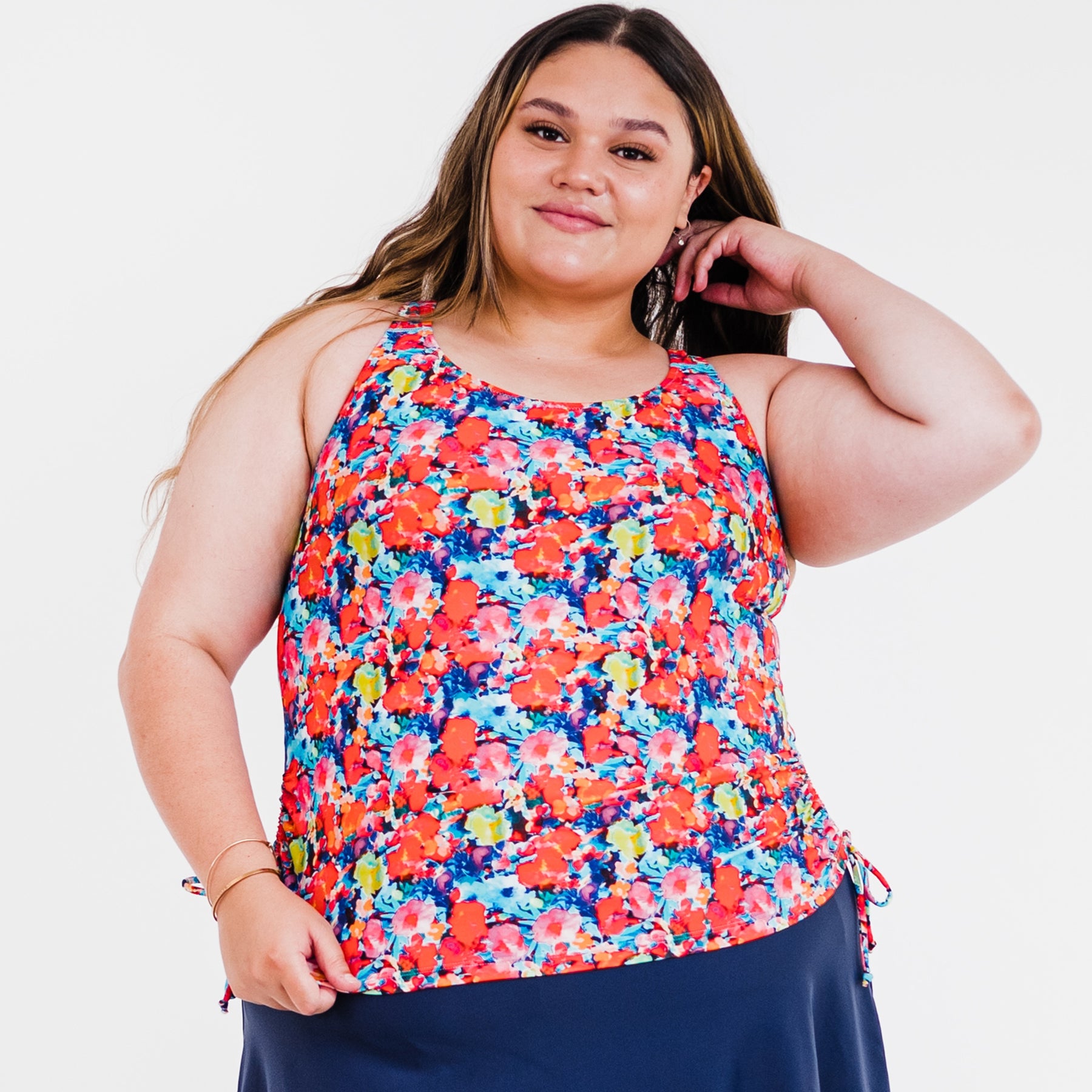 Women's Plus Maya Maya Tankini Swim Top With Removable Cups - Patterns 7761309761596