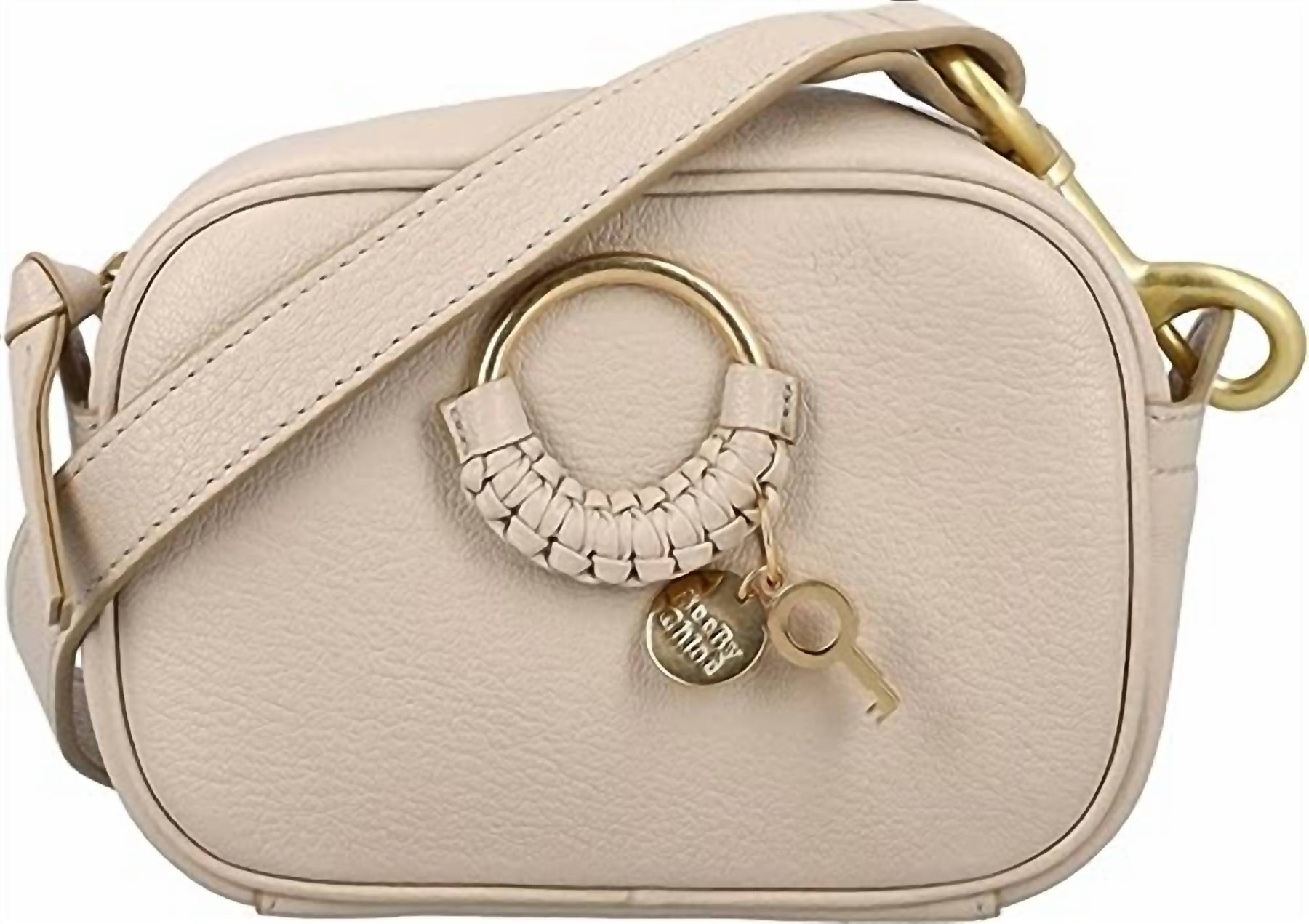 Hana Camera Handbag In Cement Beige Leather