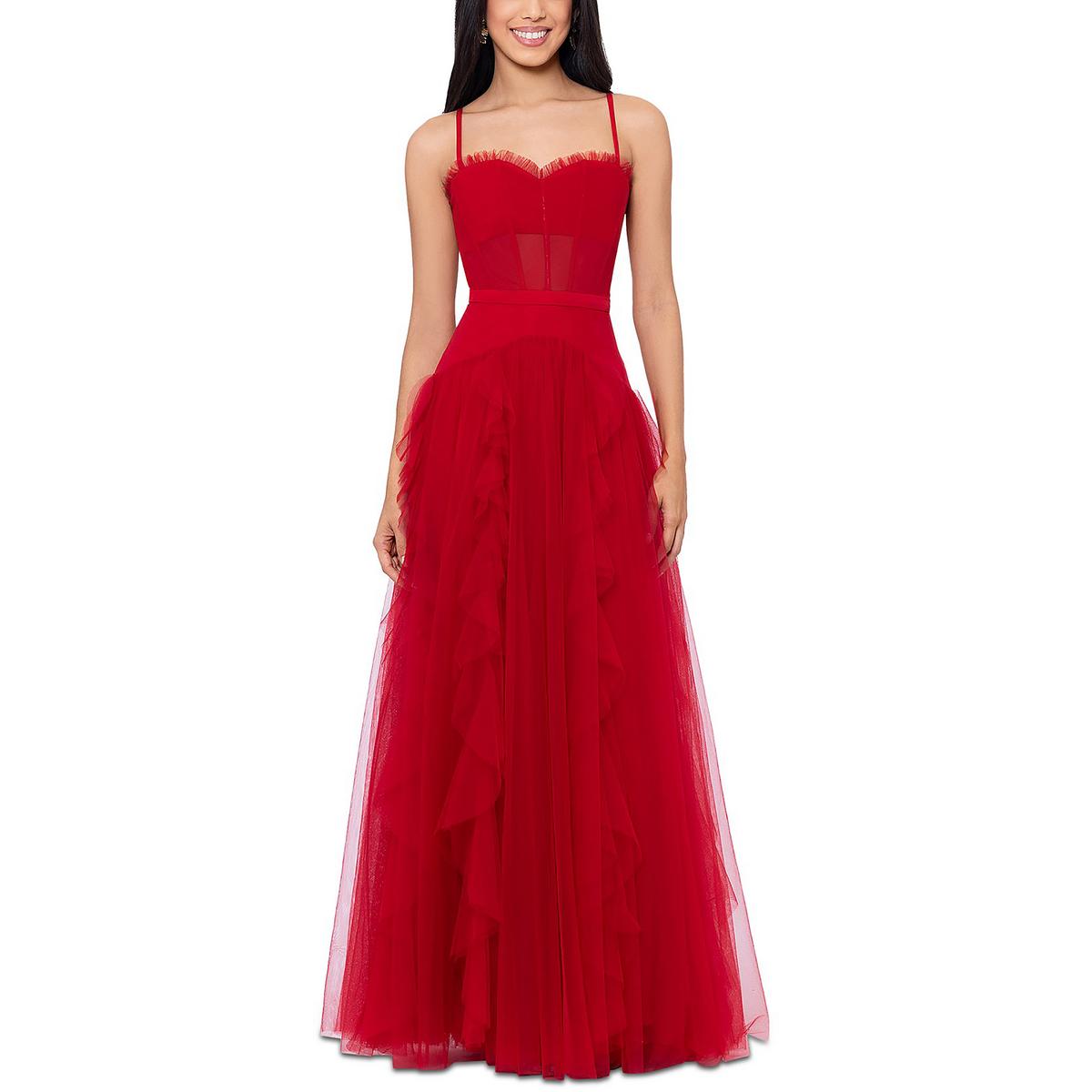 Ruffled Full Length Evening Dress