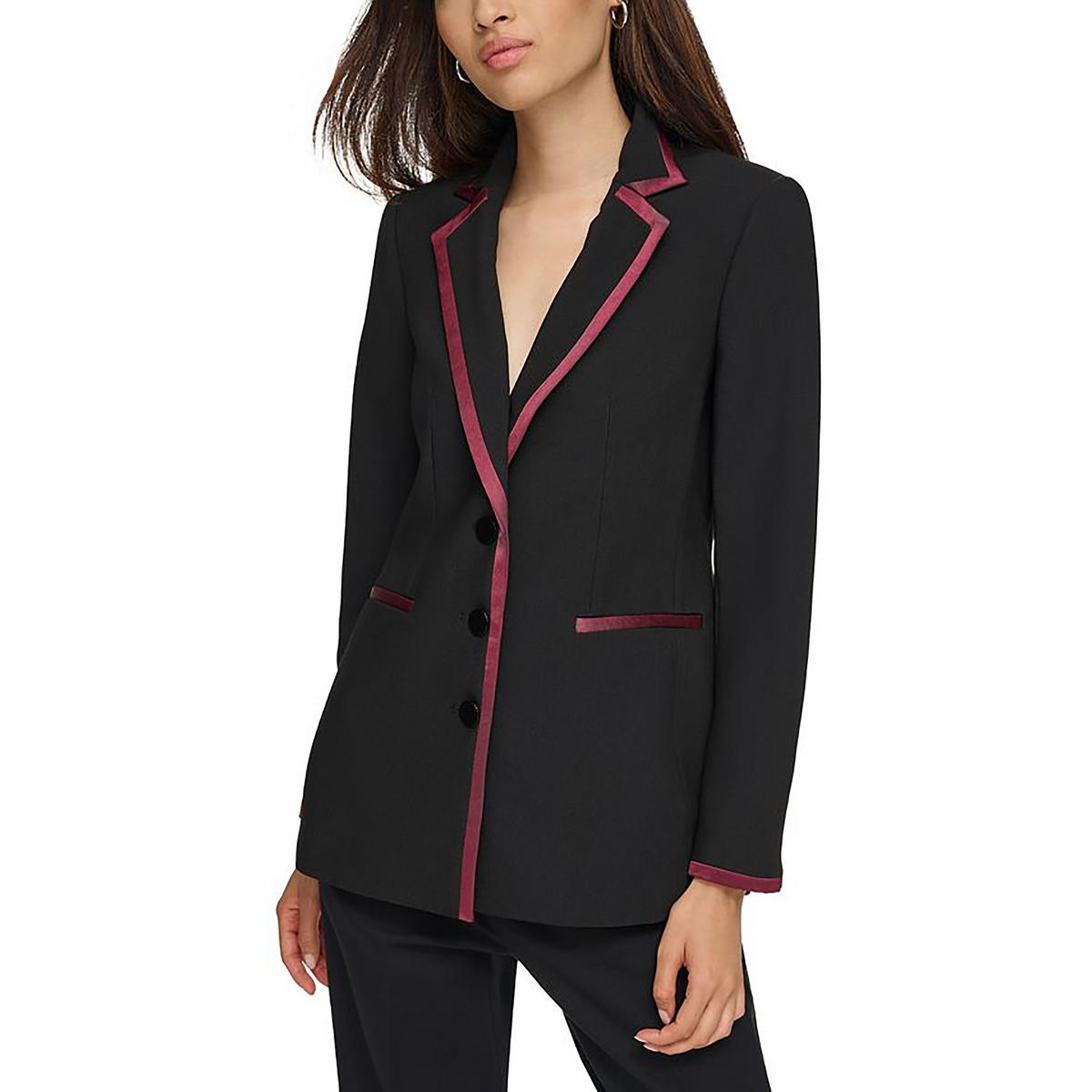 Tuxedo Contrast Trim Double-Breasted Blazer