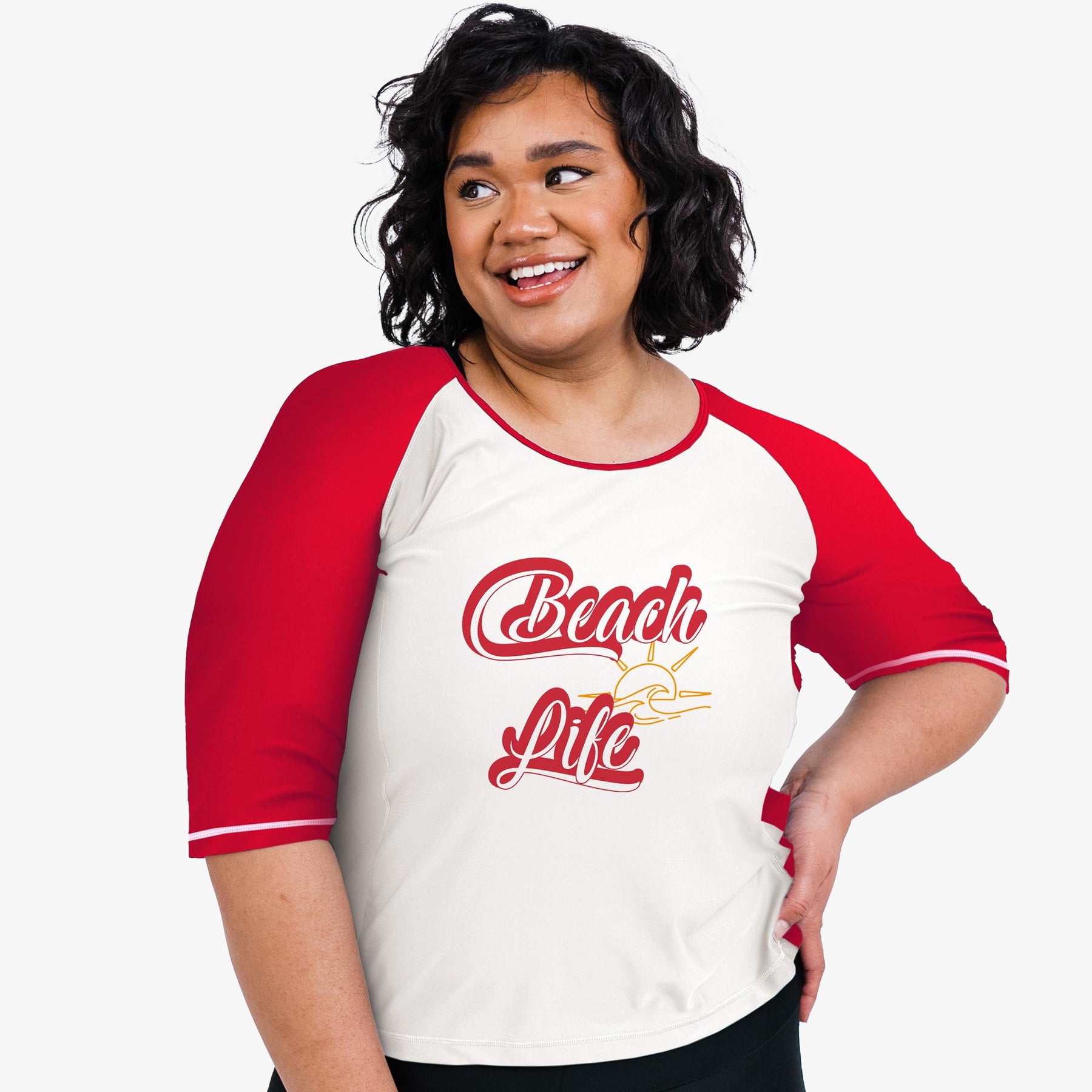 Women's Loose Fit 3/4 Sleeve Rash Guard Margaux Swim Top 7761317167164