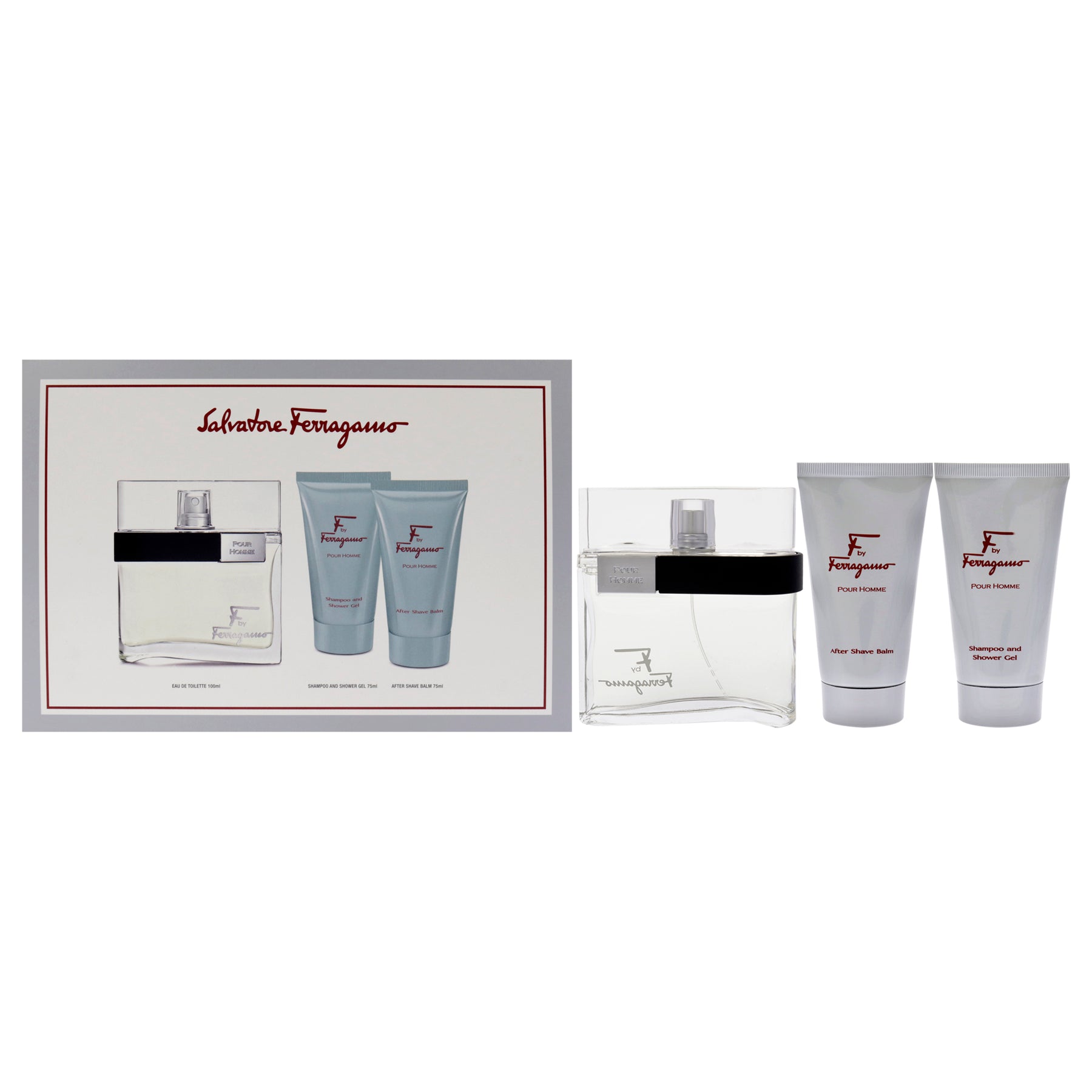 F by Salvatore Ferragamo for Men - 3 Pc Gift Set 3.4oz EDT Spray, 2.5oz Shower Gel, 2.5oz After Shave Balm 7830632267836
