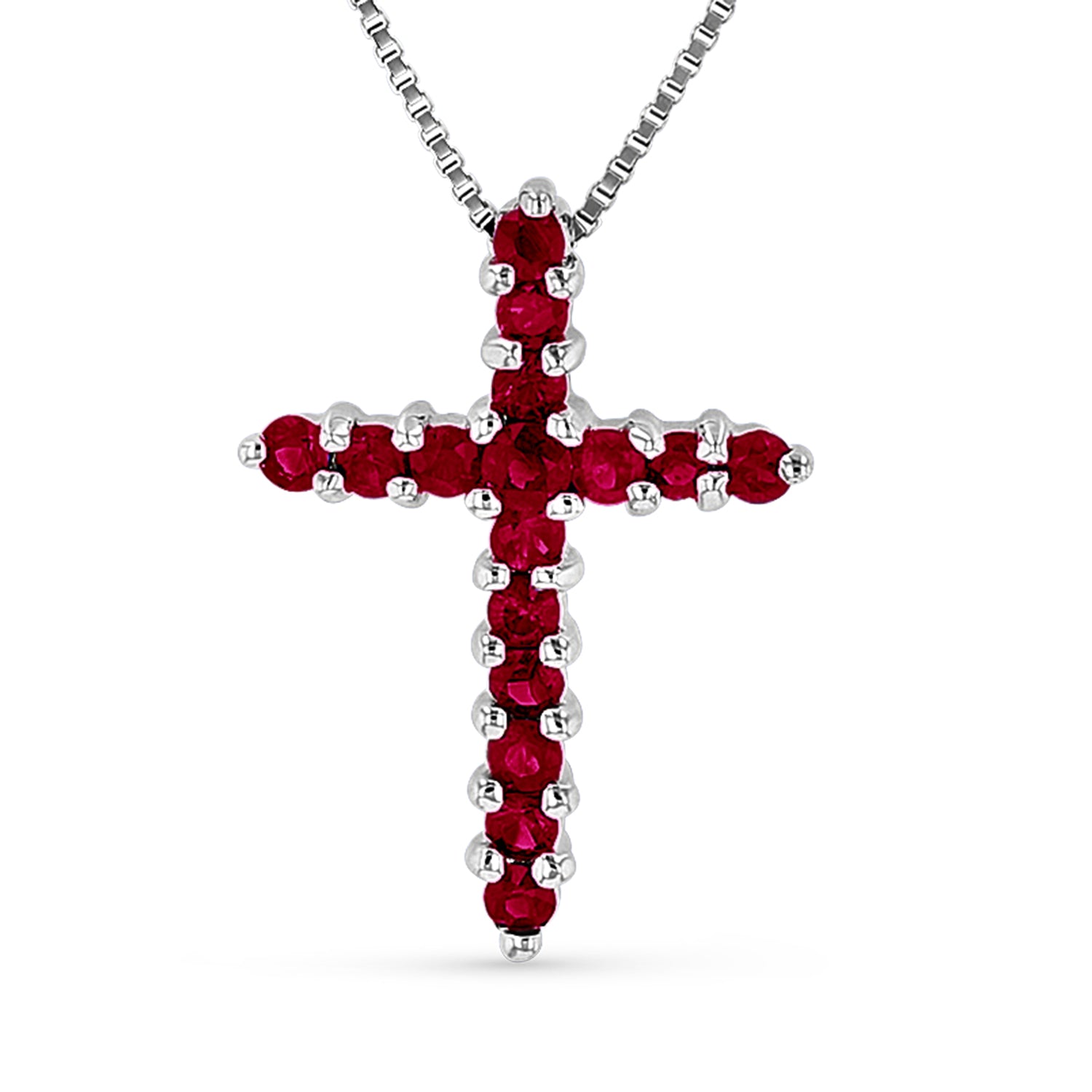0.32ctw Ruby Cross Pendant in 14k White Gold
