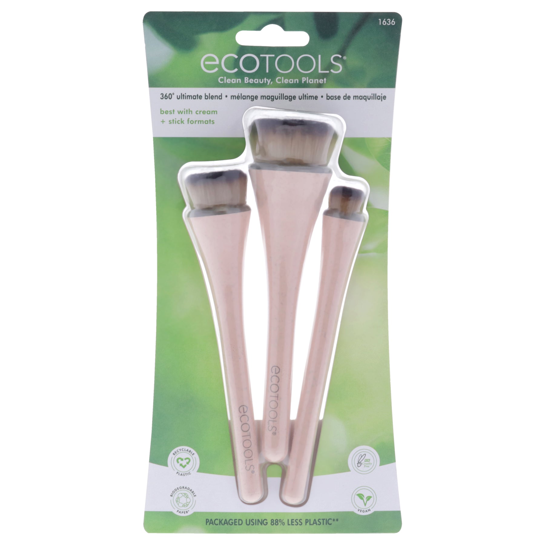 360 Ultimate Blend Brush Kit by Ecotools for Women - 3 Pc Ultimate Buff Brush, Ultimate Pop Brush, Ultimate Cover Brush 7831087743036