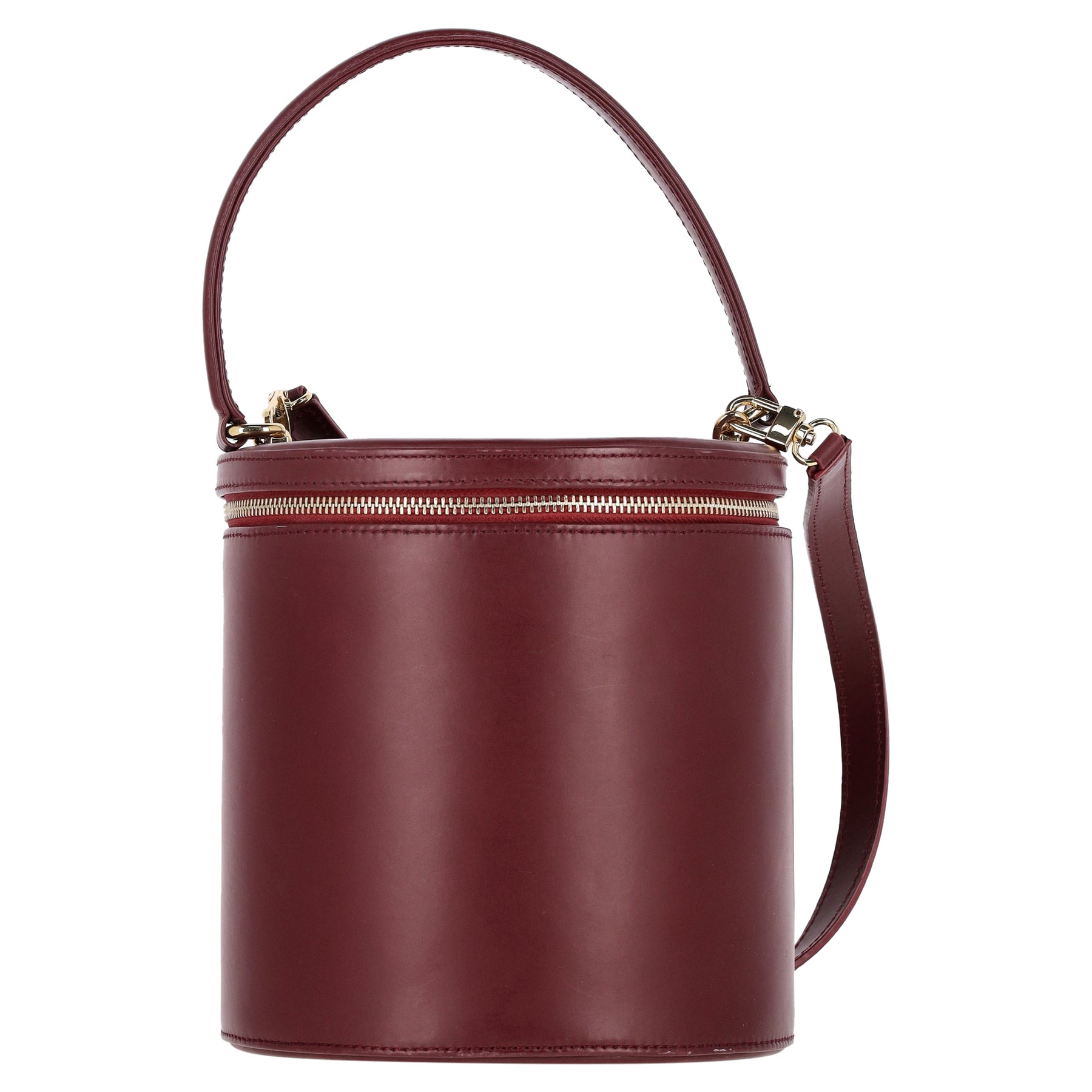 Staud Vitti Bucket Bag in Burgundy Leather 7826348572732