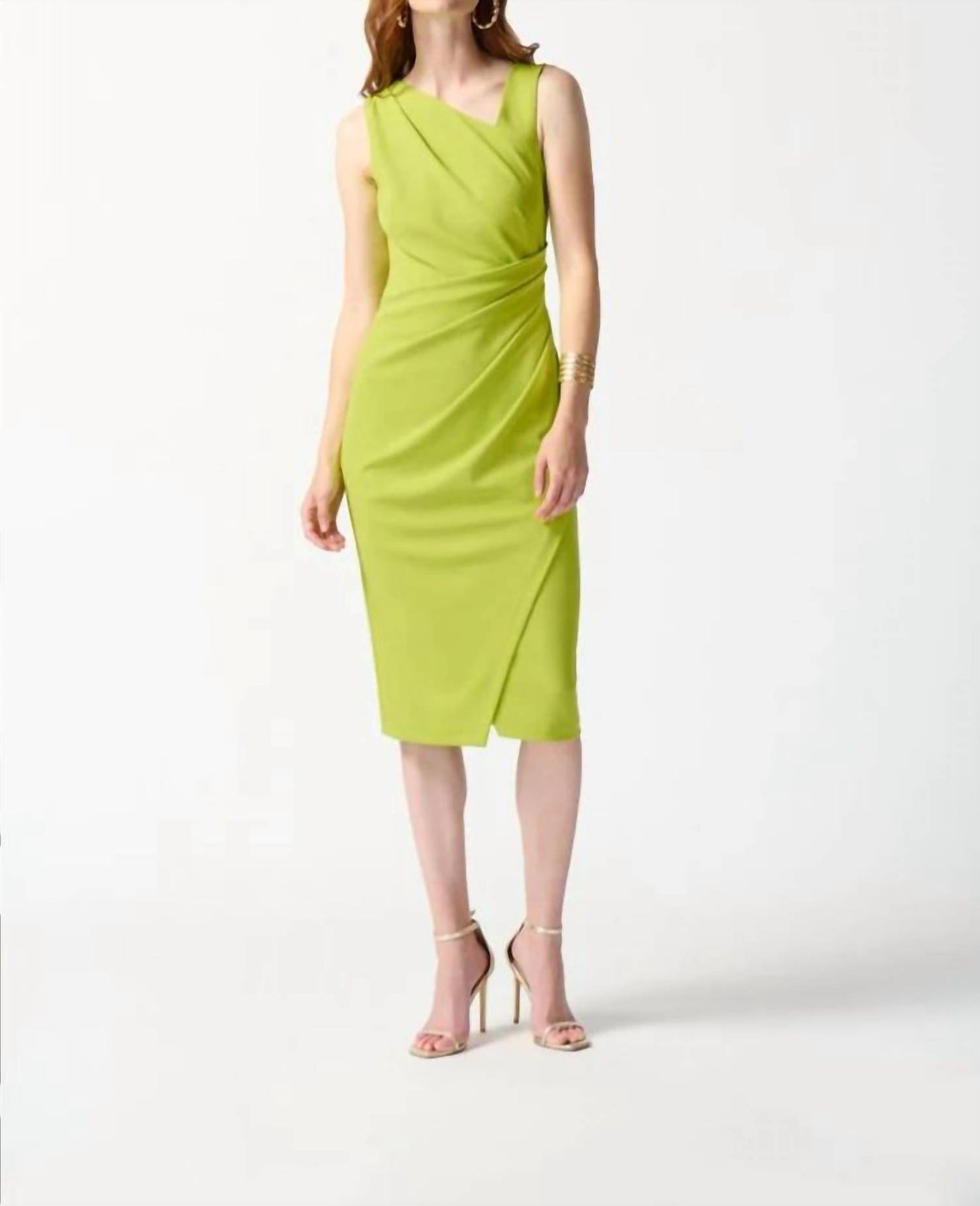 Asymetrical Sleeveless Sheath Dress In Key Lime