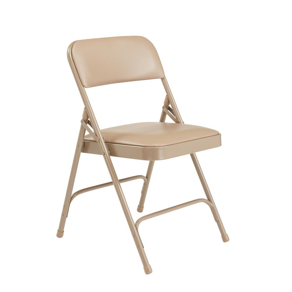 NPS 1200 Series Premium Vinyl Upholstered Double Hinge Folding Chair, French Beige (Pack of 4)