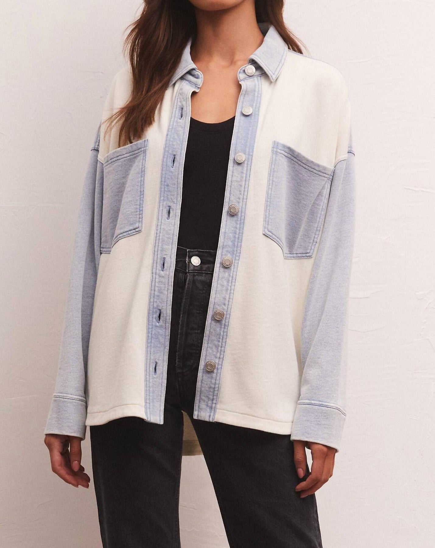 All Day Colorblock Jacket In Washed Indigo