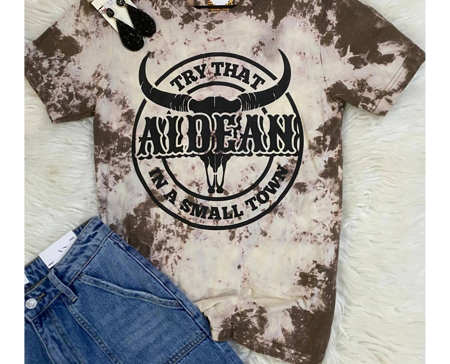 Women's Try That In A Small Town Aldean Tee In Heather Brown 7761341415484
