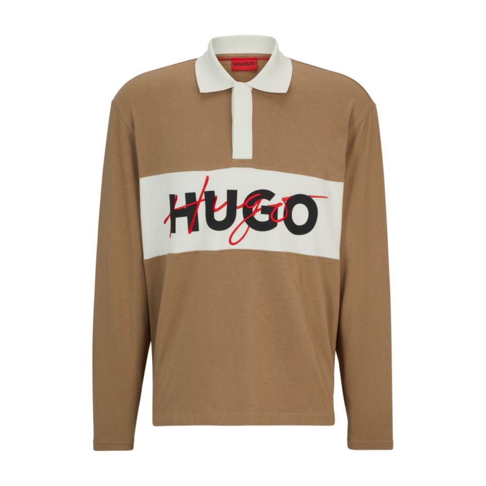 Cotton-jersey polo shirt with double logo