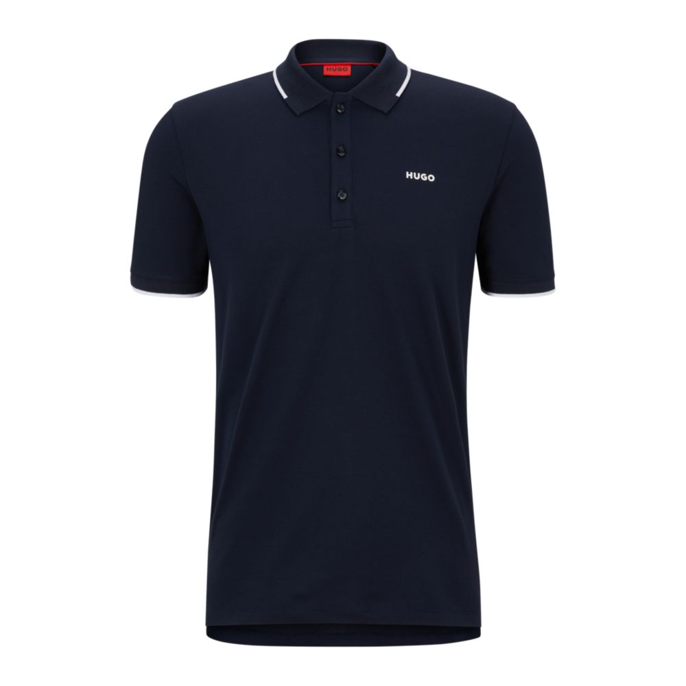 Stretch-cotton slim-fit polo shirt with printed logo