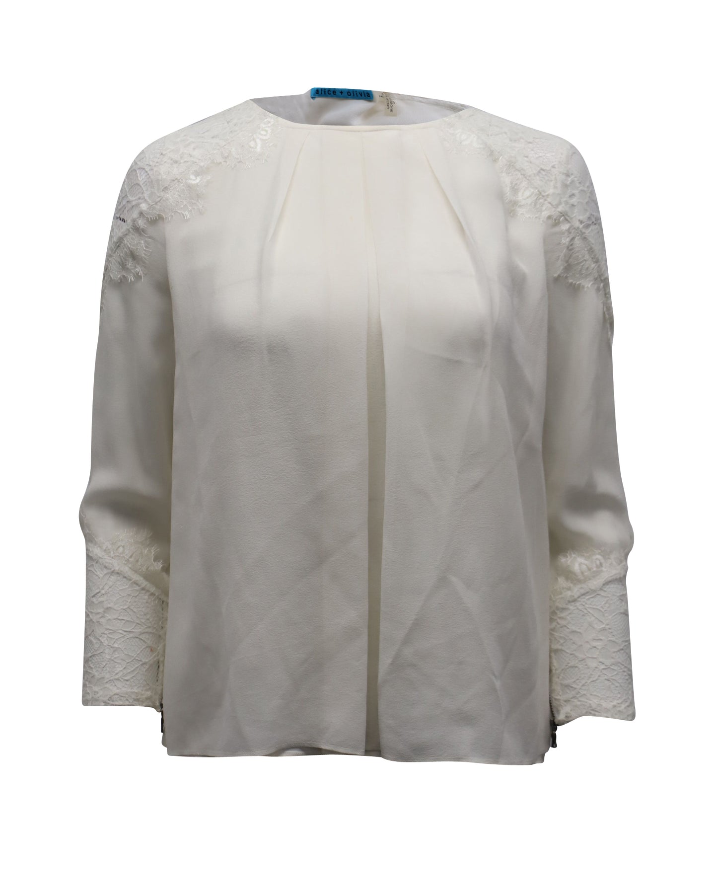 Alice & Olivia Bouquet Lace Blouse in Cream Silk 7771802959932