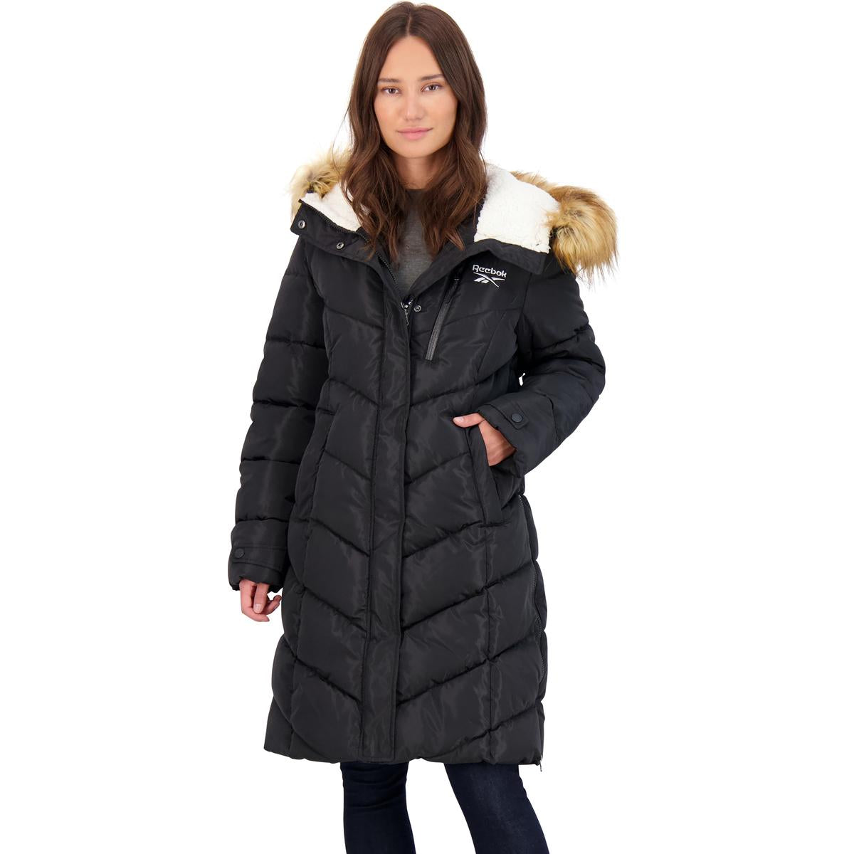 Long Puffer Coat for Women-Insulated Winter Coat with Sherpa Lined Hood
