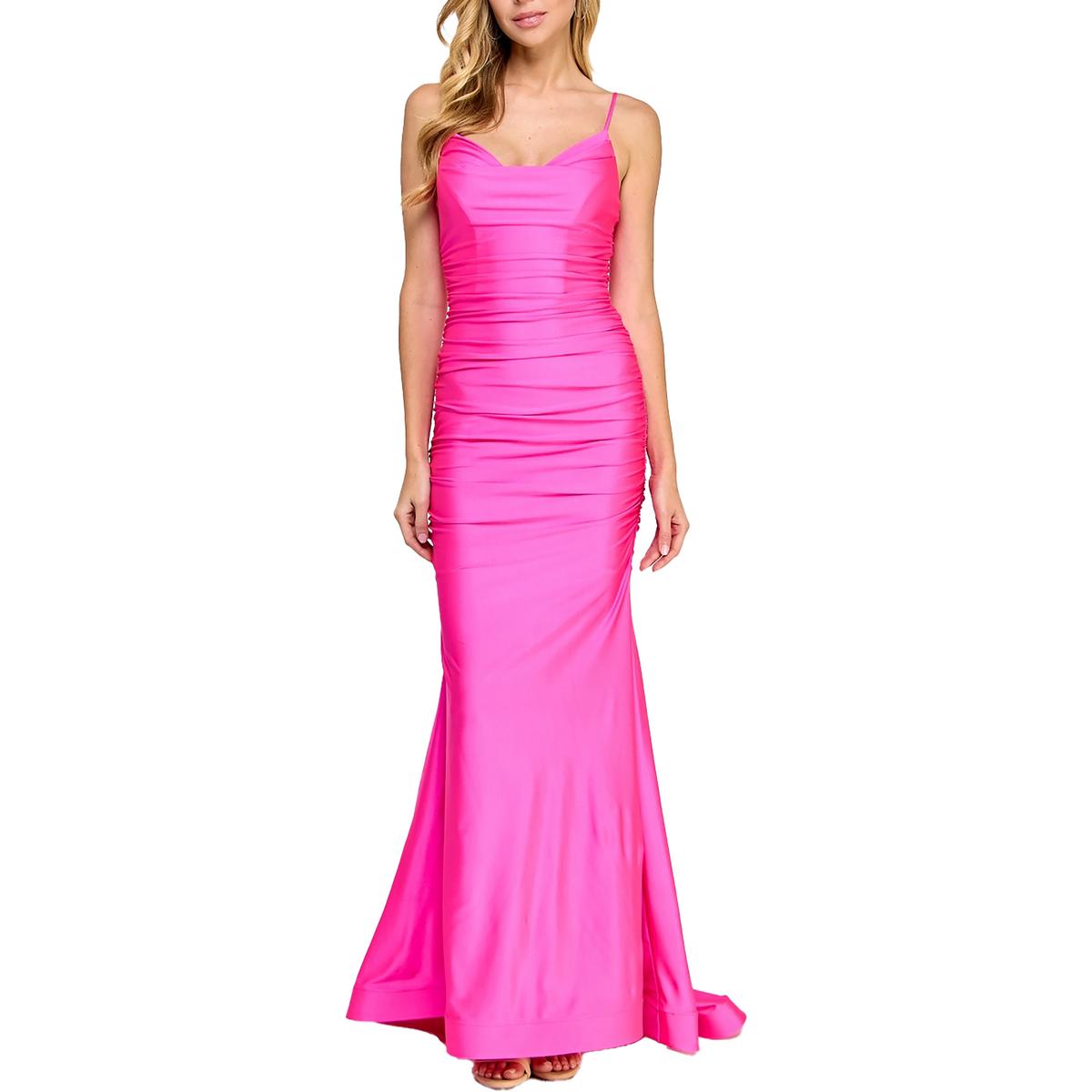 Bee Darlin Juniors Satin Ruched Evening Dress