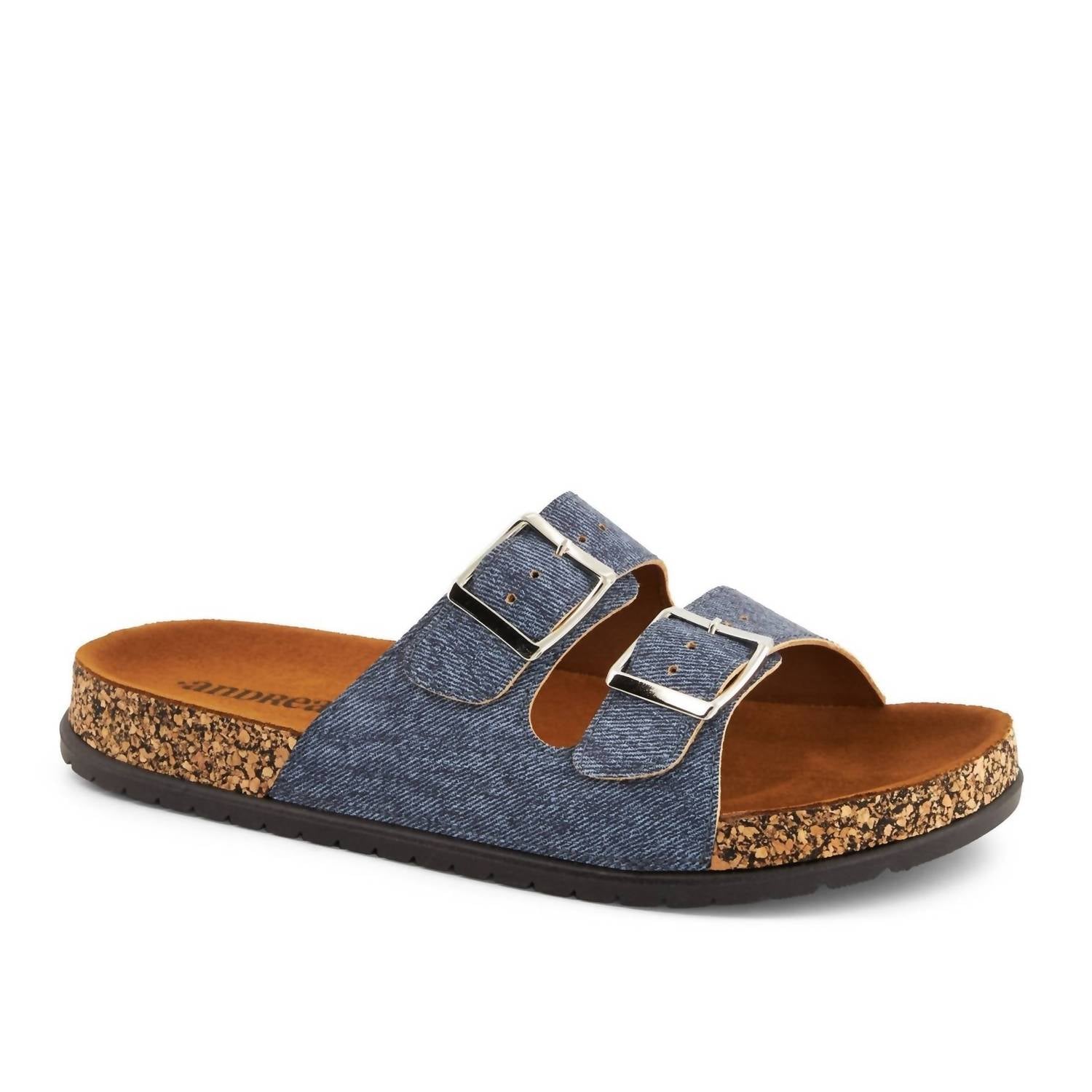 Women's Double Buckle Strap Sandals In Denim 7800756043836