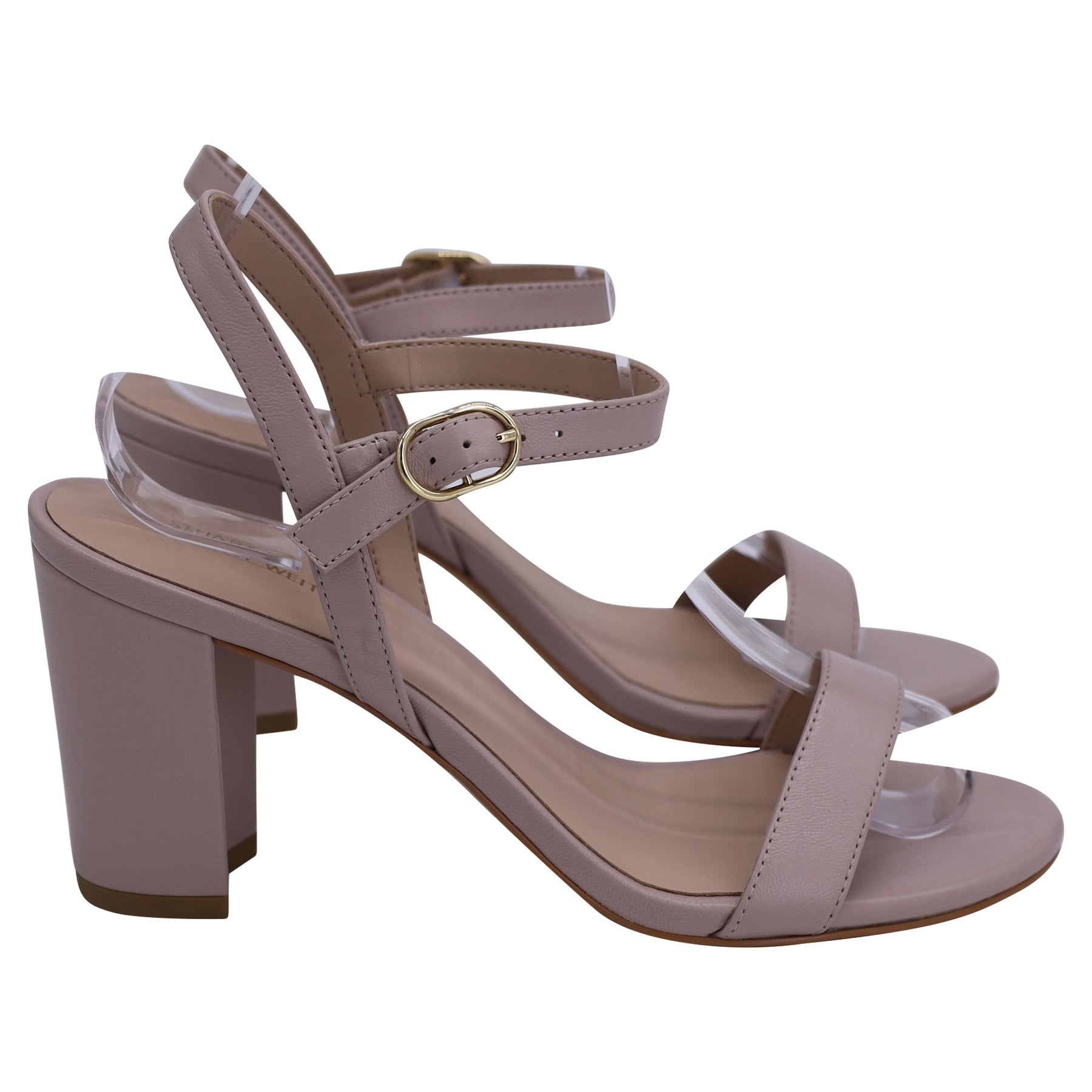 Stuart Weitzman Strappy Heels in Beige Leather 7744850559036