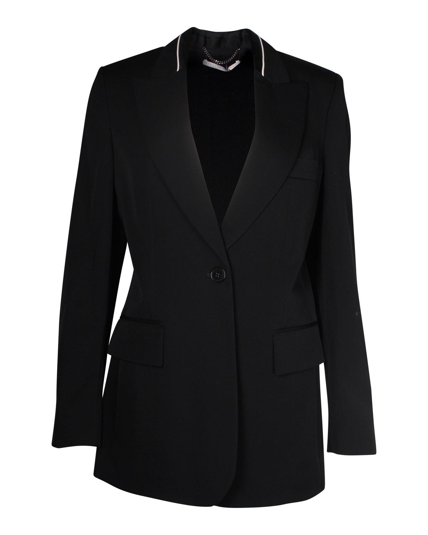 Stella McCartney Single-Breasted Blazer Jacket in Black Wool 7826328682556