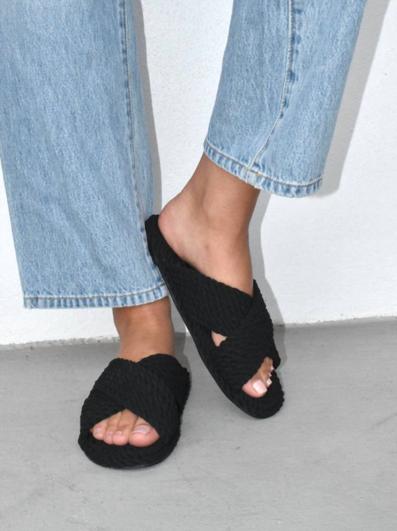 Women's Rope Slide In Black 7263429328956