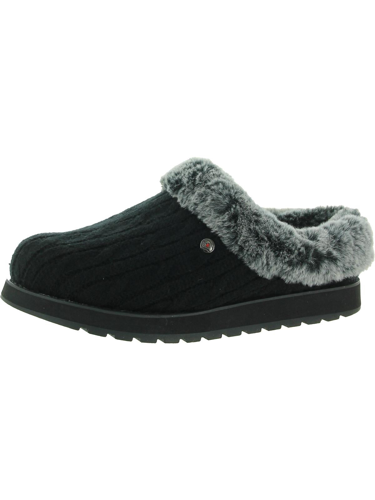 Keepsakes Ice Angel Womens Cable Knit Faux Fur Clog Slippers 7264793296956