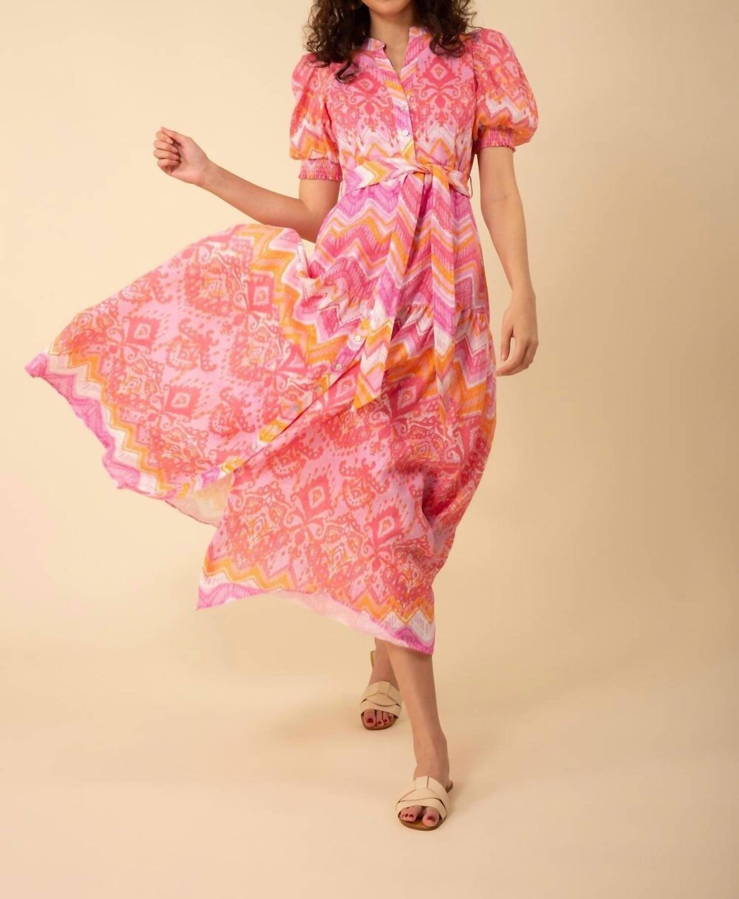 Sydney Linen Dress In Pink 7760426598460
