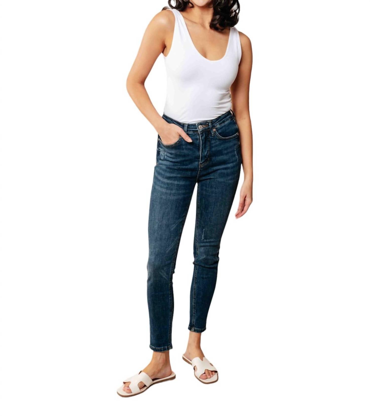 Cora High Rise Control Top Skinny Jeans In Dark Blue 7760483090492