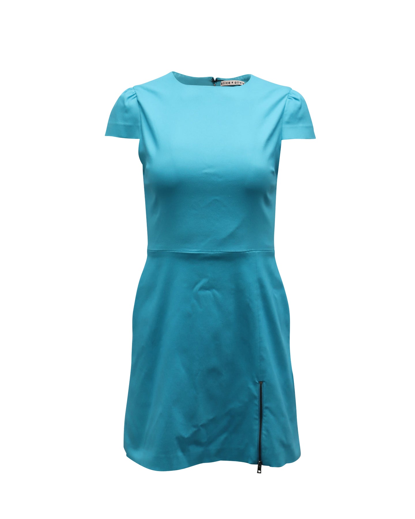 Alice + Olivia Zipper Detail Dress in Turquoise Viscose 7772309192764
