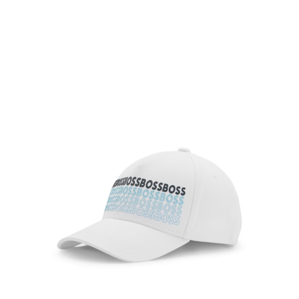 Cotton-twill cap with repeat-logo print